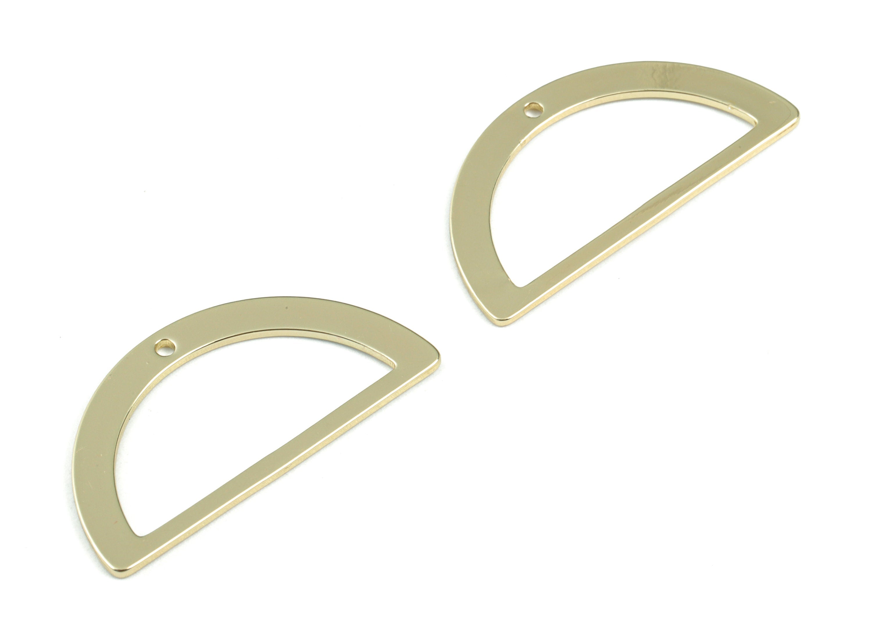 Brass Half Moon Lotus Earring Connector - Gold Tone Plated Brass Semi Circle Charms - Jewelry Supplies - 30.07x15.23x0.91mm - PPM3070G - DOMEDBAZAAR