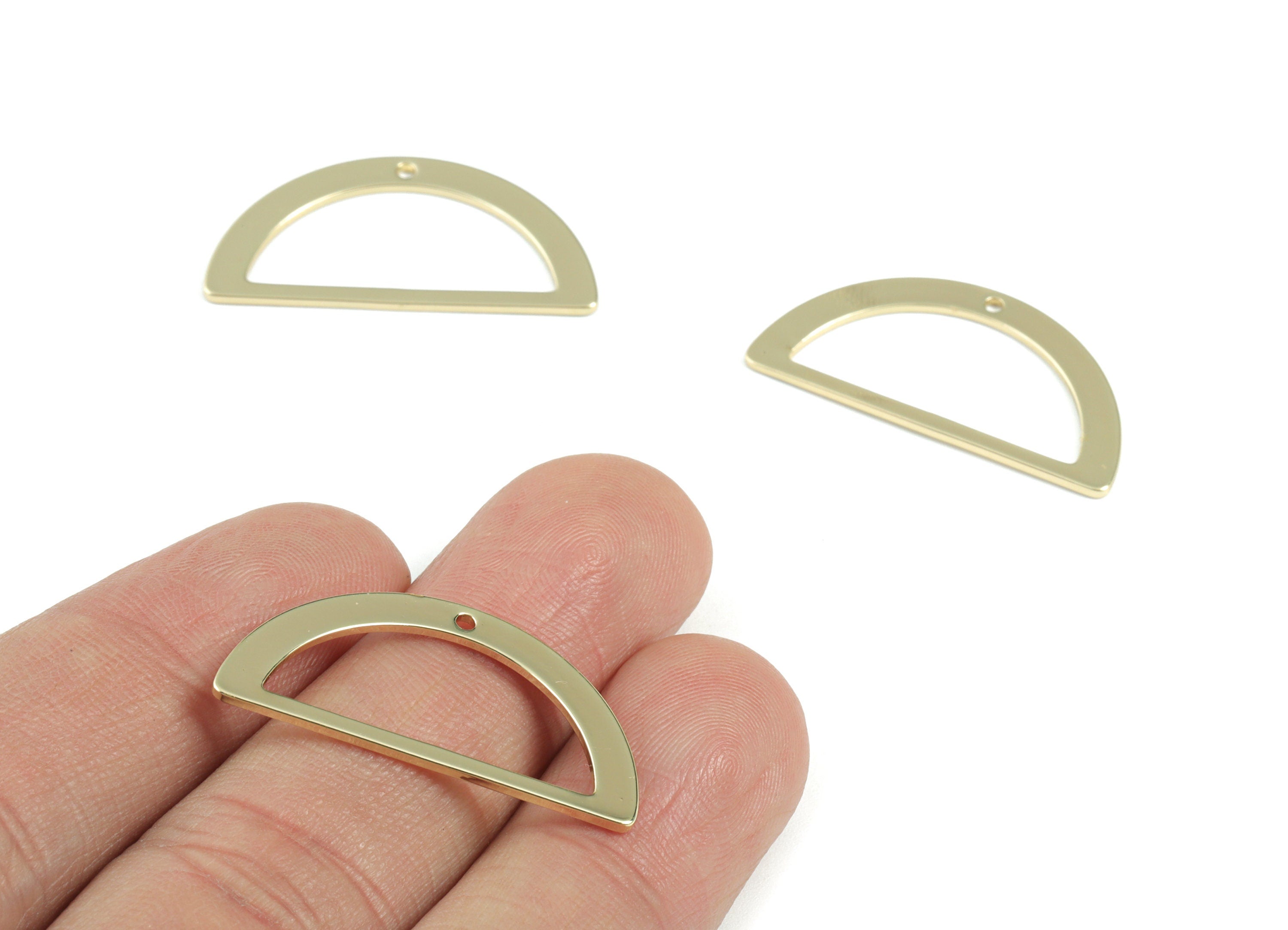 Brass Half Moon Lotus Earring Connector - Gold Tone Plated Brass Semi Circle Charms - Jewelry Supplies - 30.07x15.23x0.91mm - PPM3070G - DOMEDBAZAAR