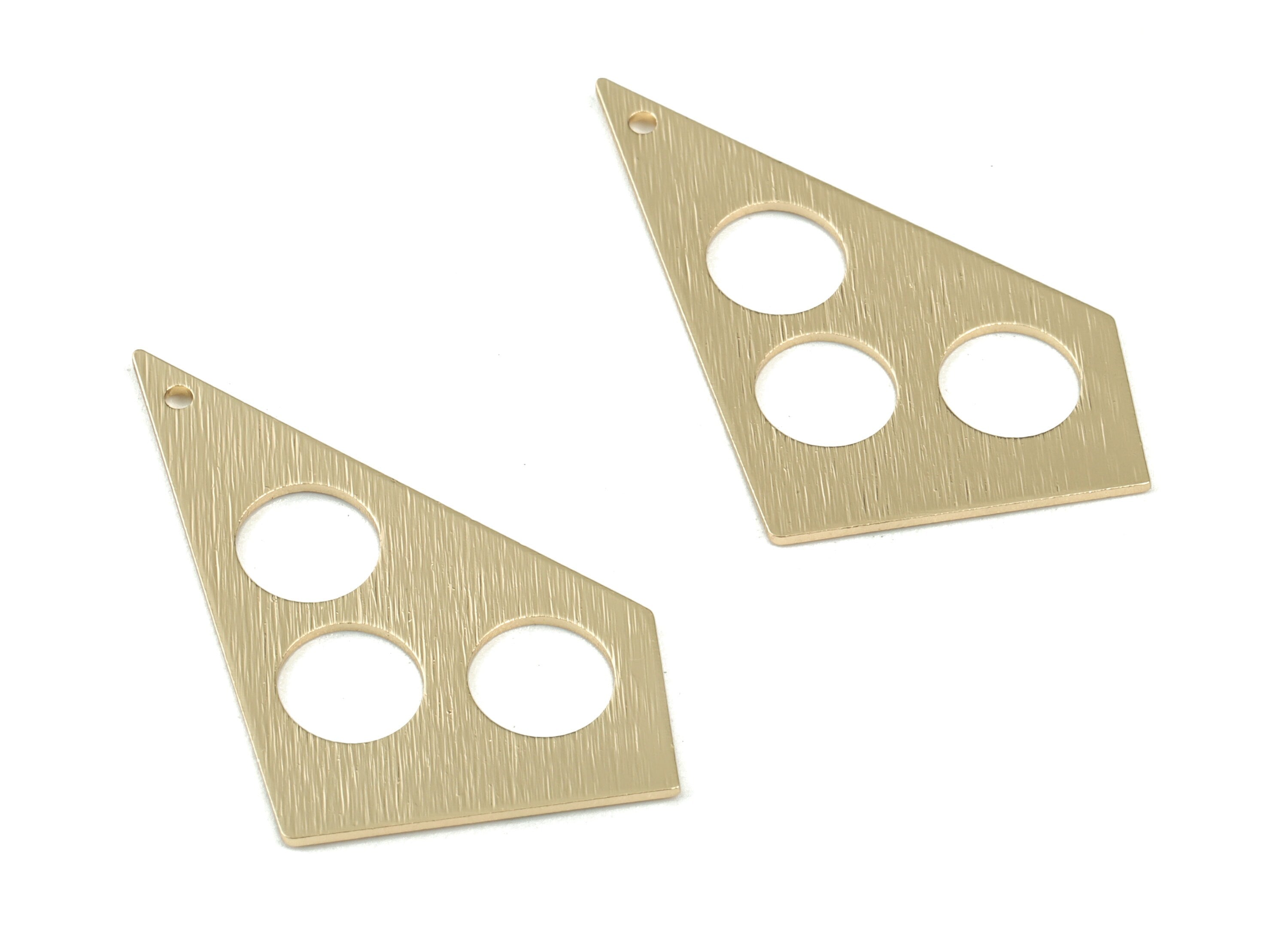 Gold Textured Geometrics Earring  Charms - Light KC Gold Tone Plated Brass Triangle  Charm - Rounds Earring - 41x23x0.8mm - PP3558KCG - DOMEDBAZAAR