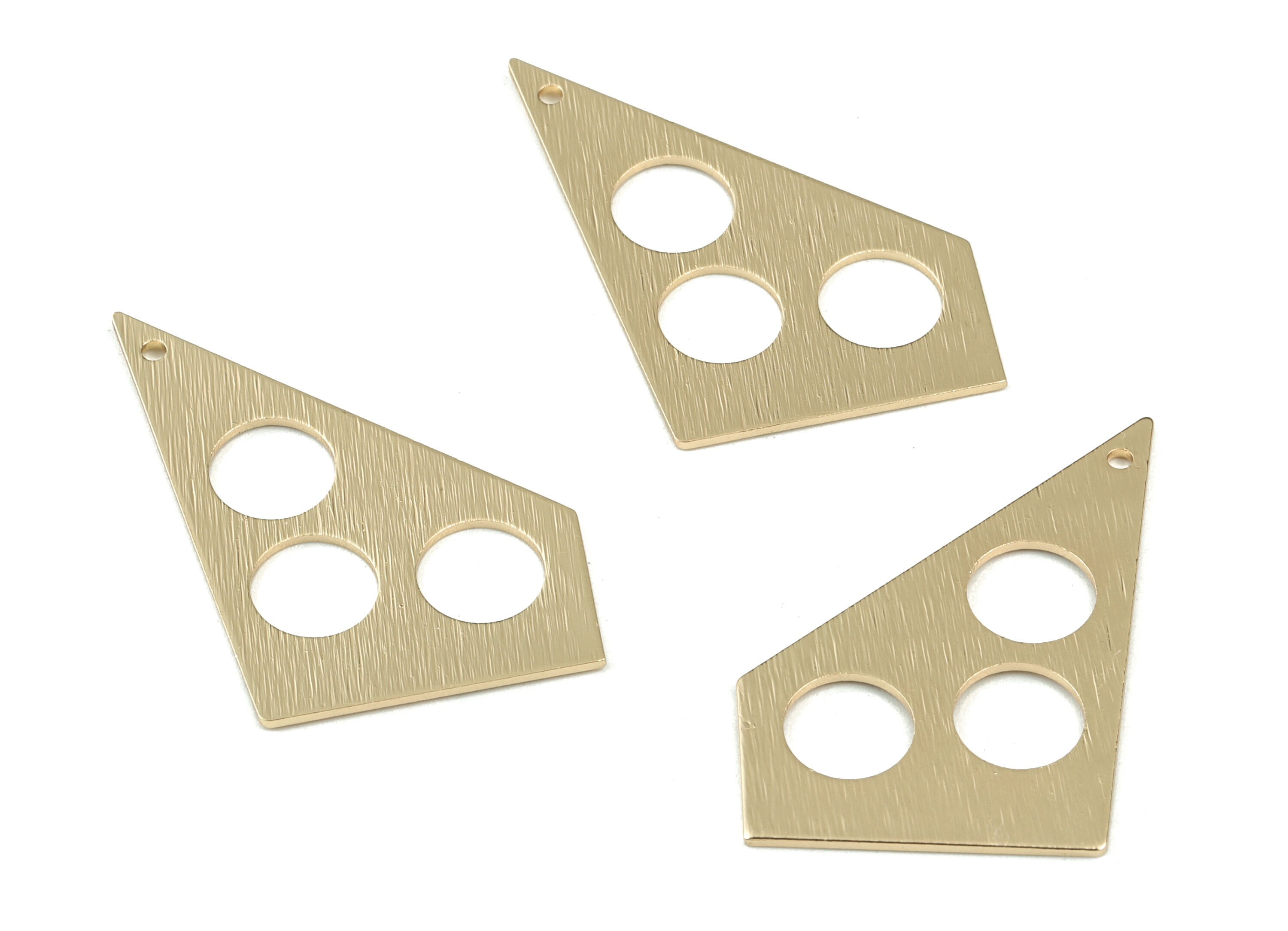 Gold Textured Geometrics Earring  Charms - Light KC Gold Tone Plated Brass Triangle  Charm - Rounds Earring - 41x23x0.8mm - PP3558KCG - DOMEDBAZAAR