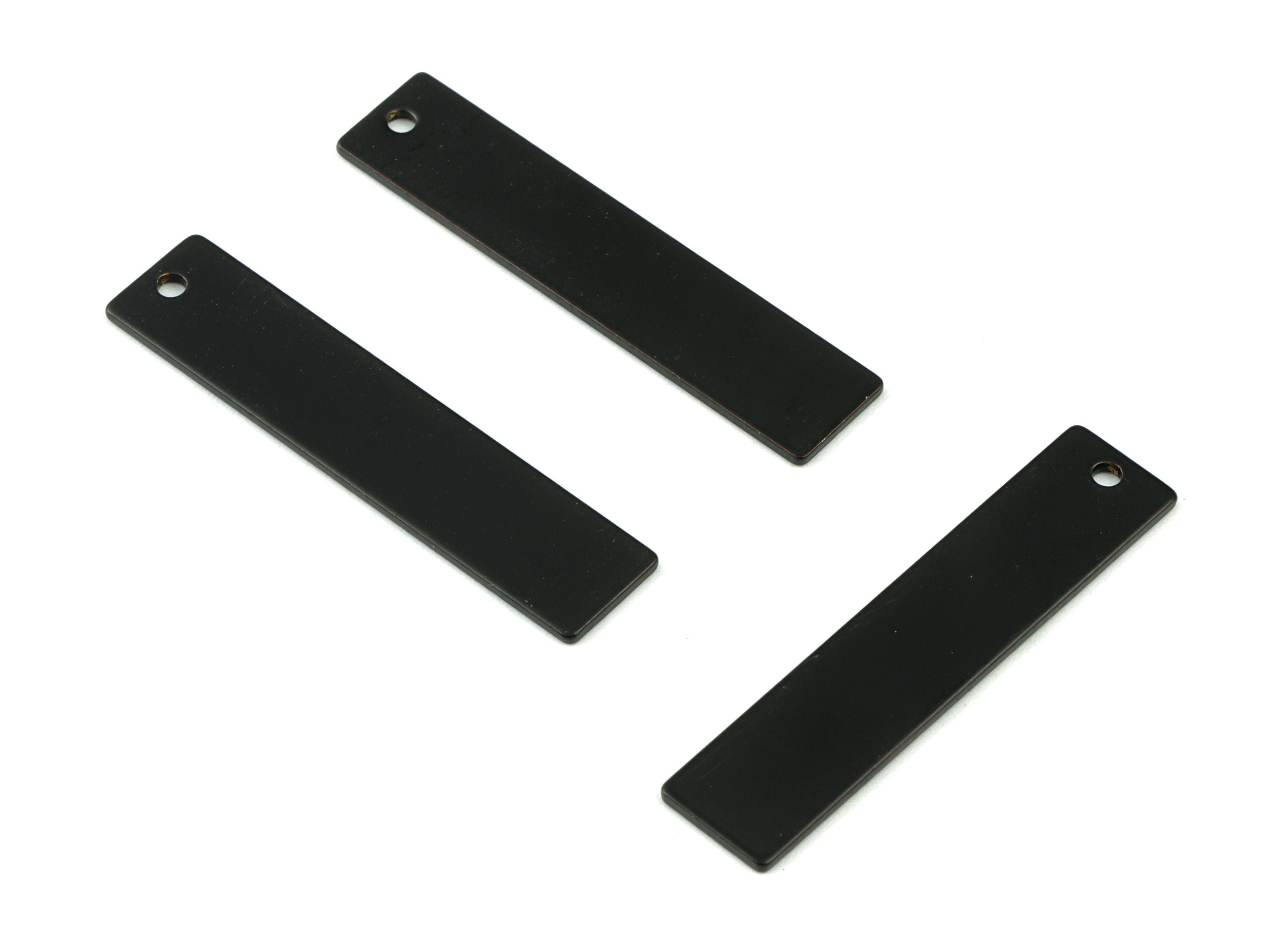 Personalized stamping blank - Black Bar Rectangle Pendant Brass Black Long Rectangle Earring Charms - 32x7x0.8mm - PP2542B - DOMEDBAZAAR