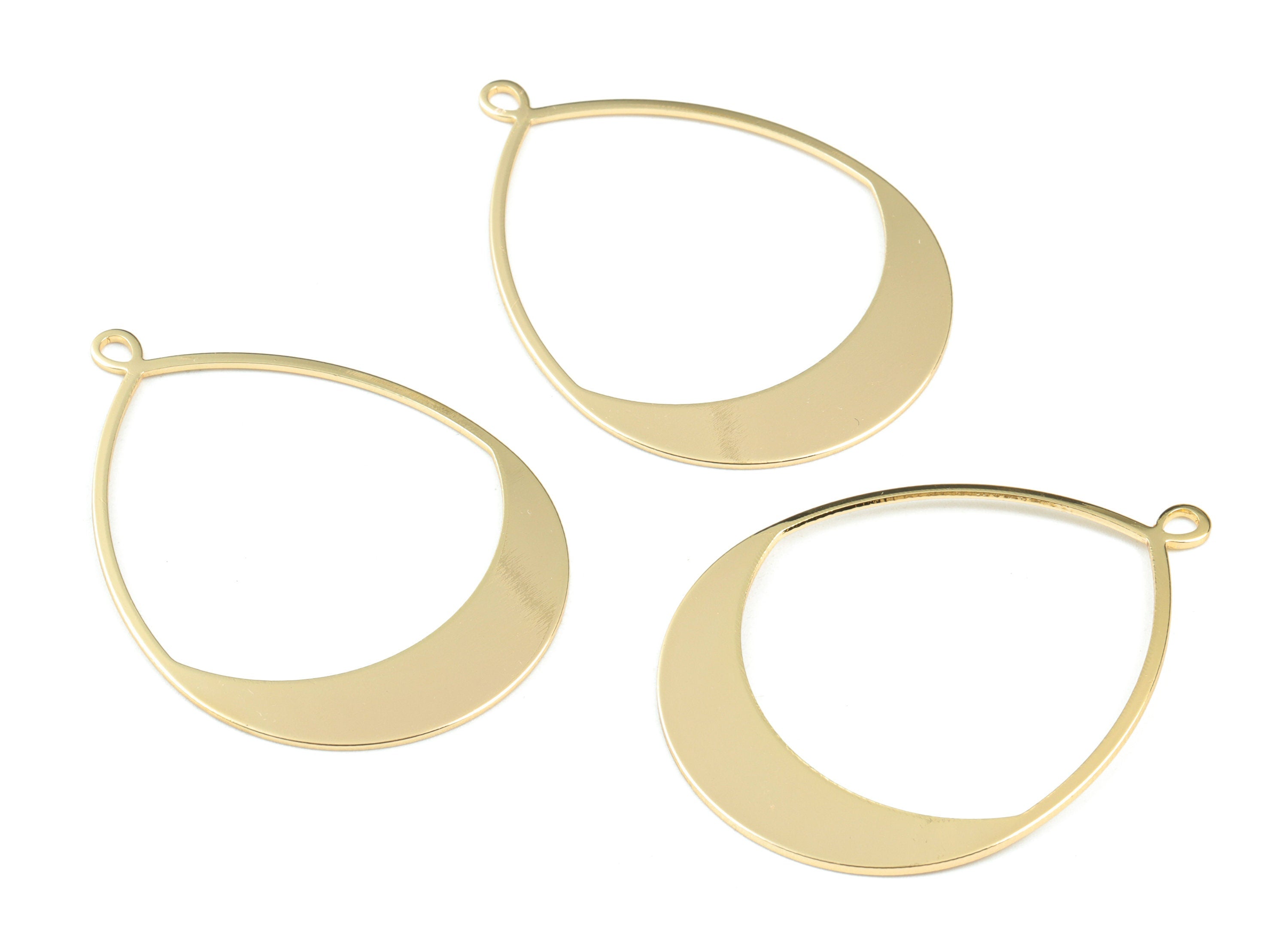 Gold Drop Pendant - 18K Real Gold Plated Brass Earring Charms - Earring Findings - Jewelry Supplies - 49.32x35.92x0.83mm - RGP2751 - DOMEDBAZAAR