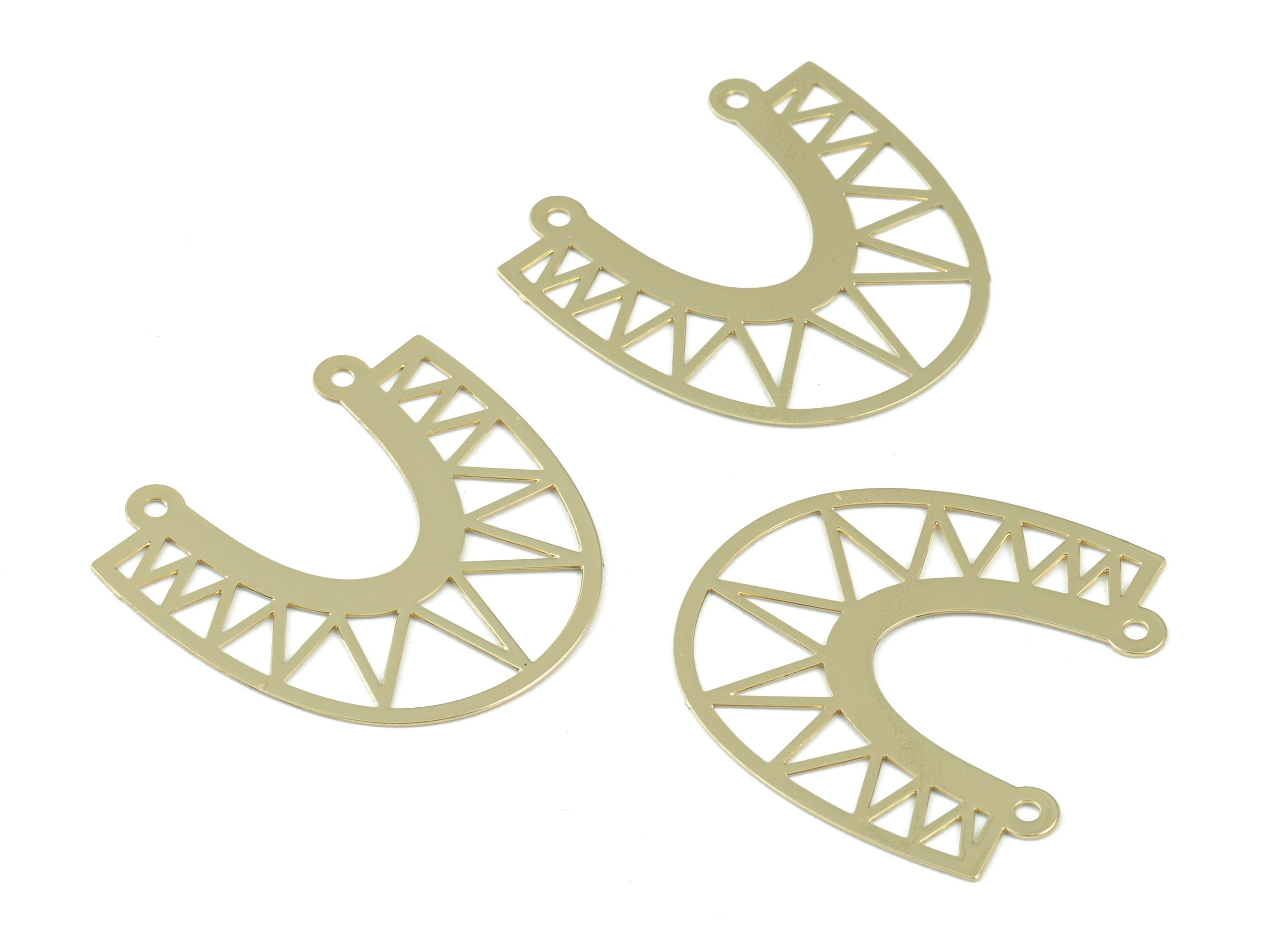 Brass D Earring Connector - Gold Tone Plated Brass HorseHoe Earring Charms - Jewelry Supplies - 28.94x28.35x0.3mm - JJB6255G - DOMEDBAZAAR