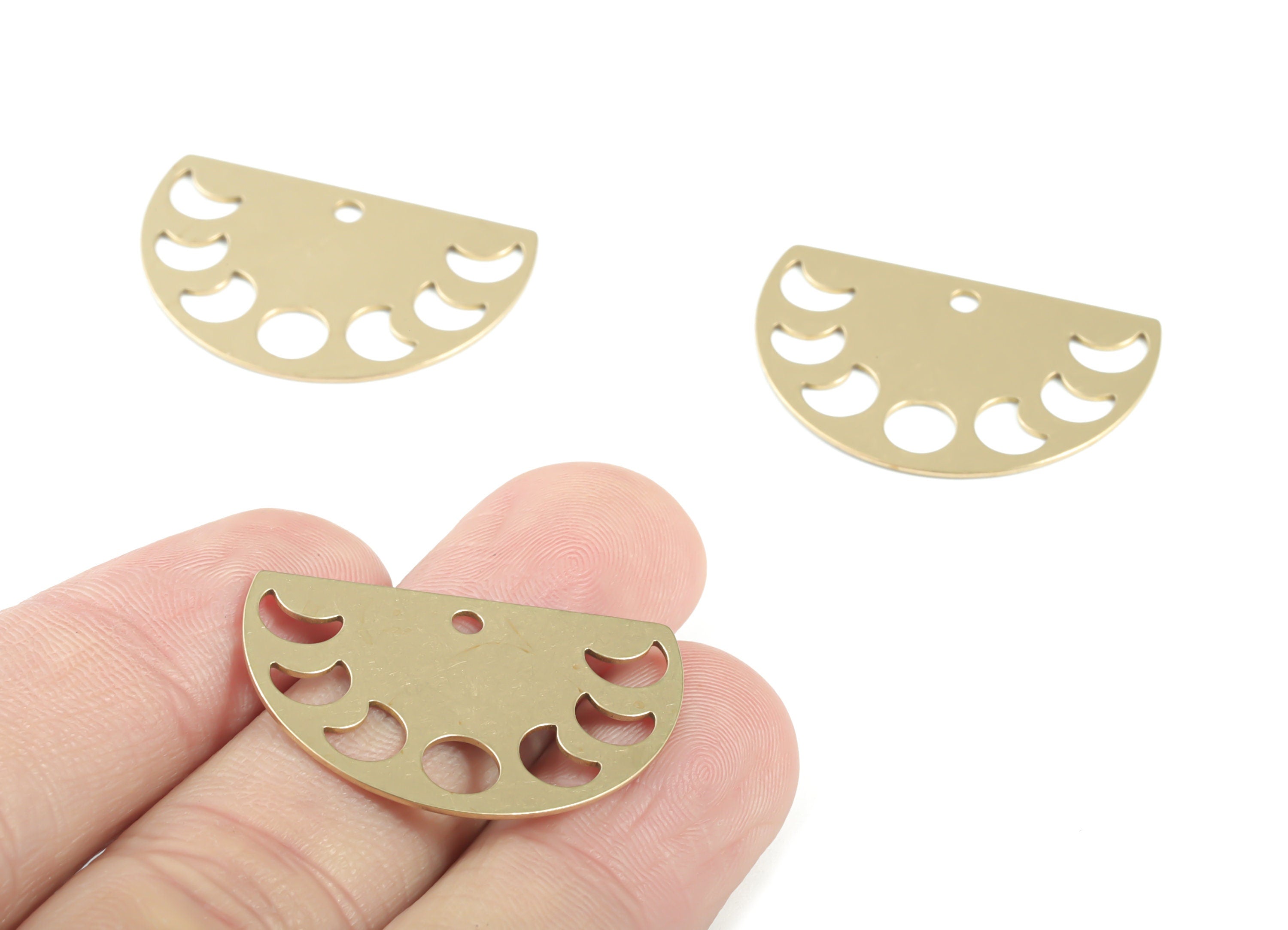 Brass Phases Of Moon Earring Charms - Raw Brass Half Moon Pendant - Earrings Finding - Jewelry Supplies - 29.91mx20x0.59mm - PPM3399 - DOMEDBAZAAR