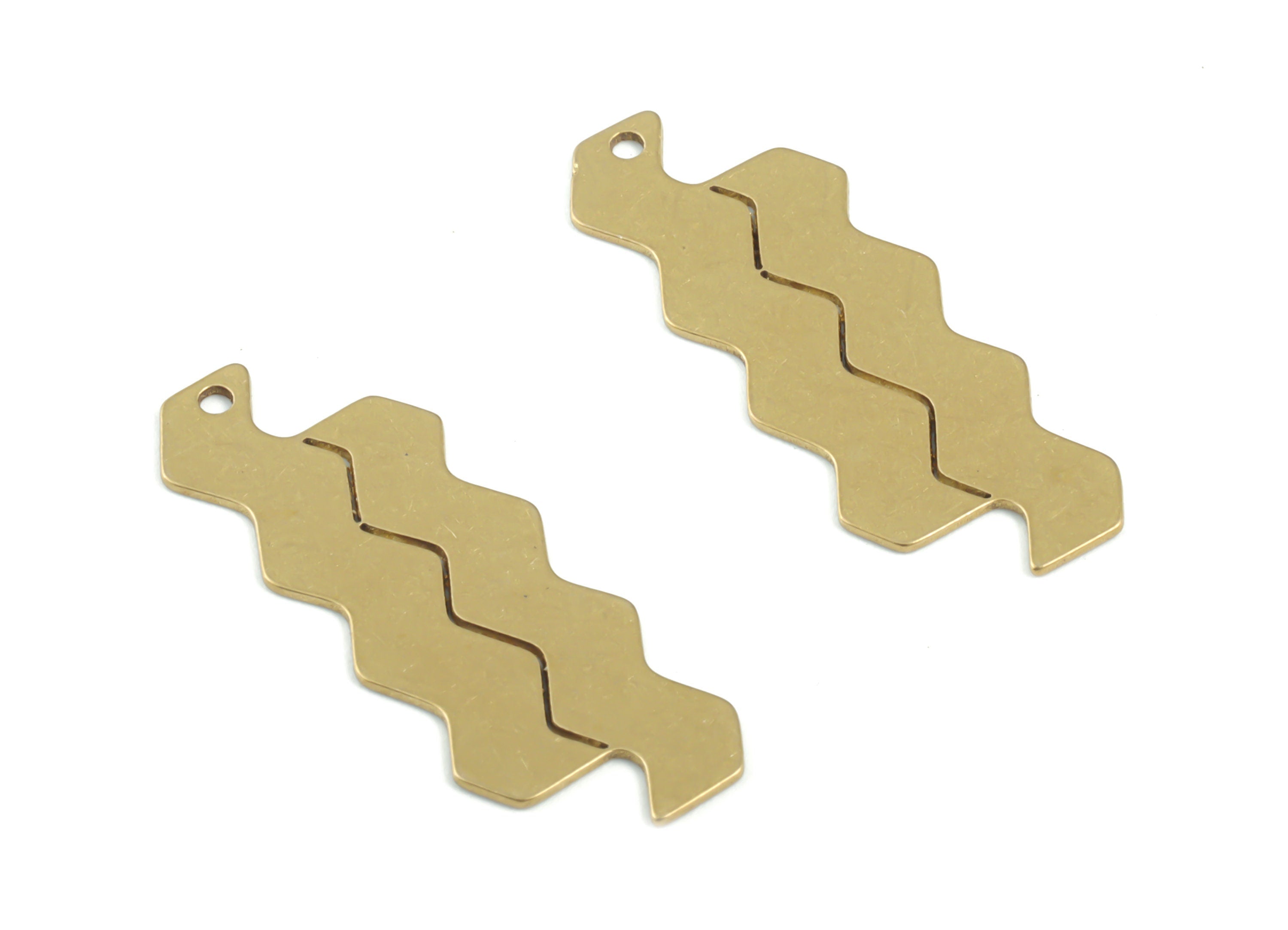 Brass Wave Earring Charms - Raw Brass Waves Pendant - Earrings Finding - Jewelry Supplies - 29.95x11.14x0.57mm - PPM3358 - DOMEDBAZAAR