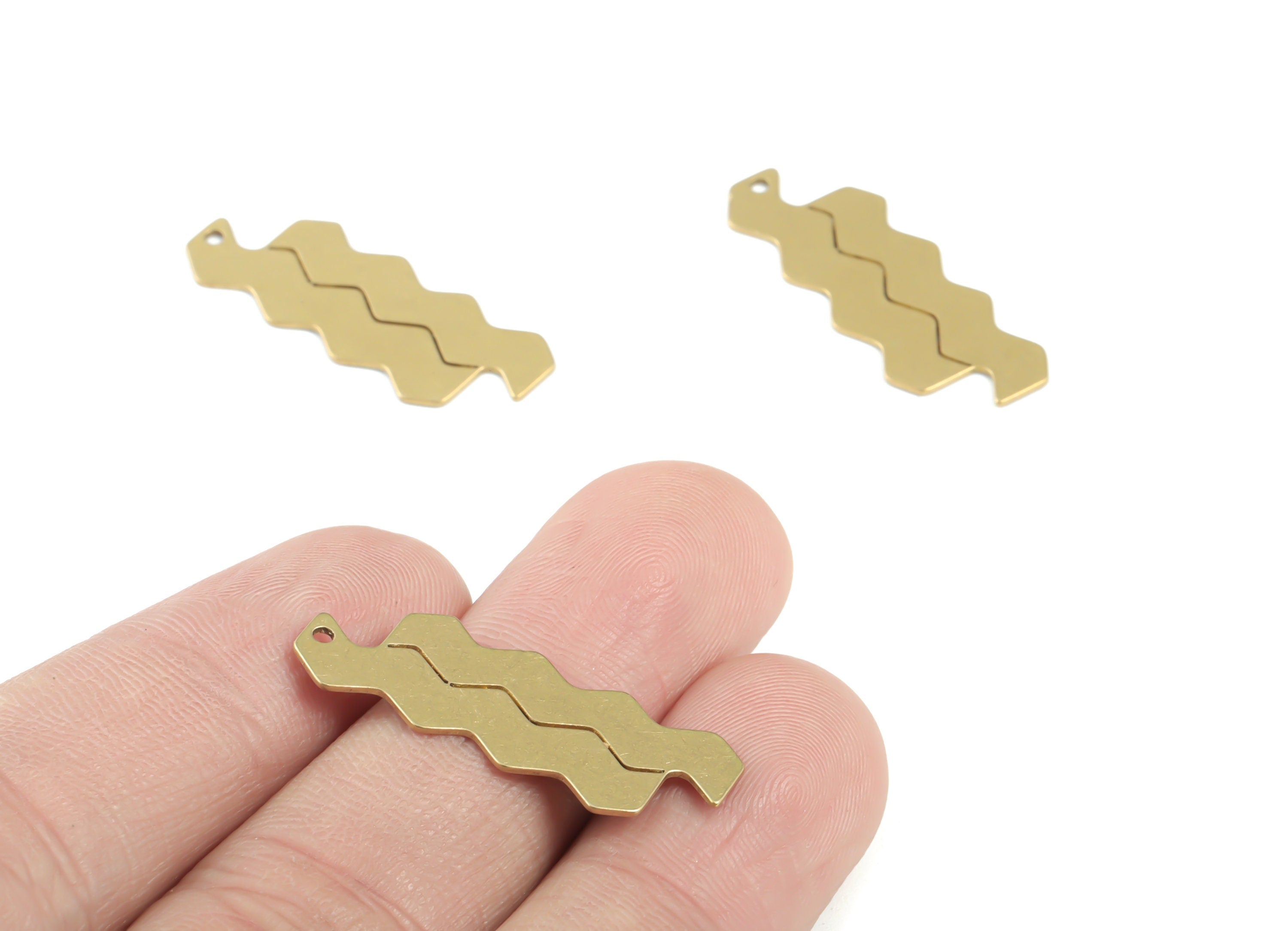 Brass Wave Earring Charms - Raw Brass Waves Pendant - Earrings Finding - Jewelry Supplies - 29.95x11.14x0.57mm - PPM3358 - DOMEDBAZAAR