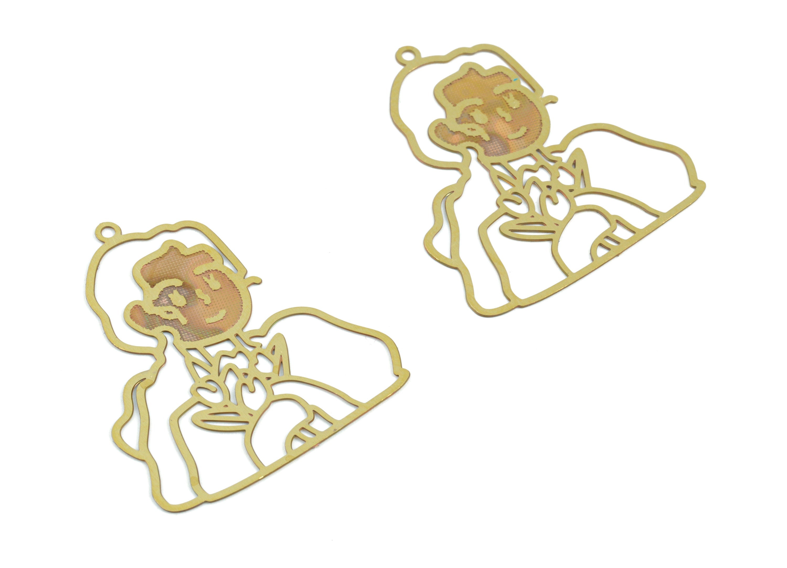 Brass Woman Earring Charms - Raw Brass Women Earrings - Earring Findings - Jewelry Supplies - 21.73x16.83x0.29mm - JJC11994 - DOMEDBAZAAR