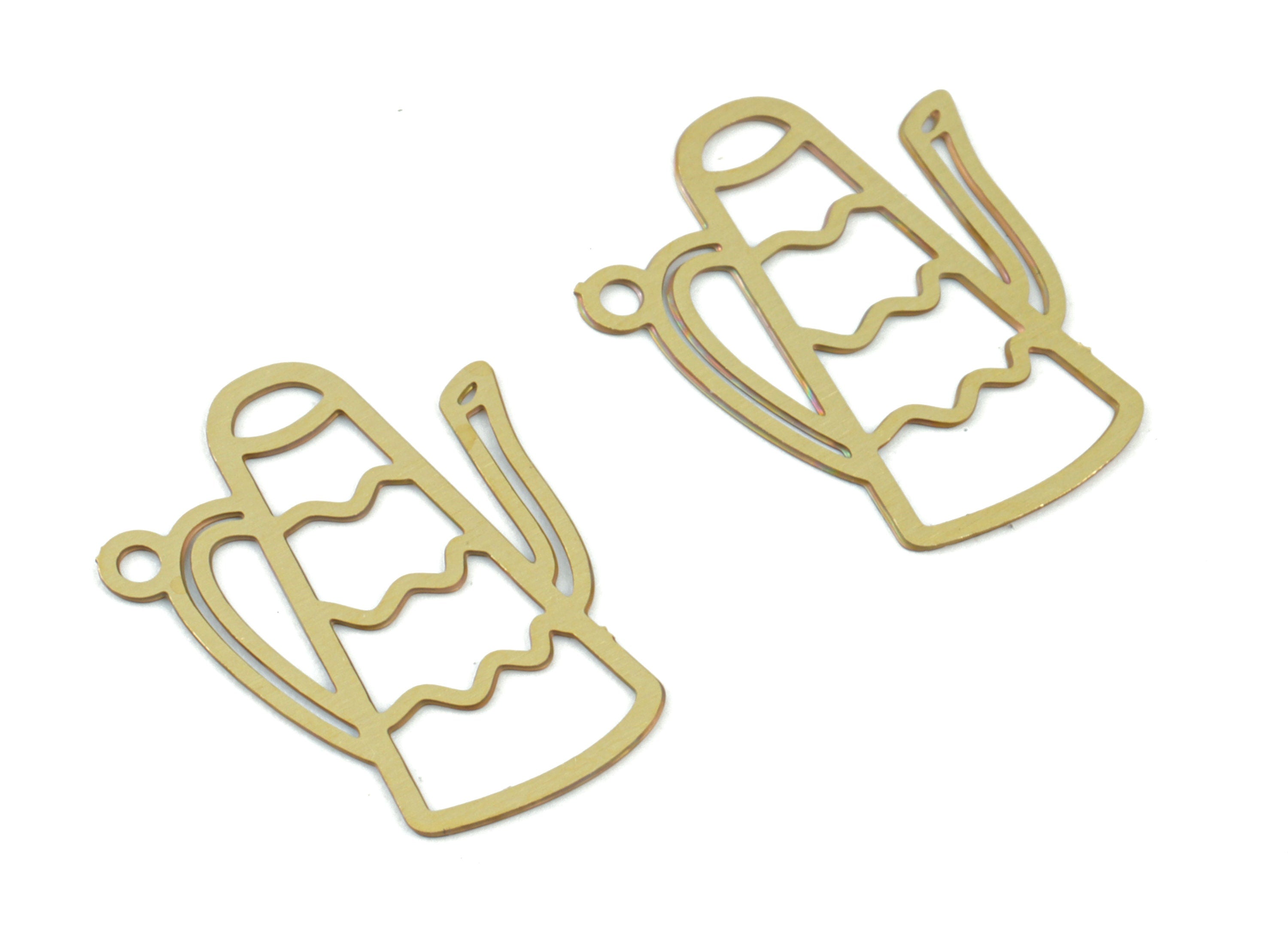 Brass Pitcher Earring Charms - Raw Brass Pither Earrings - Earring Findings - Jewelry Supplies - 16.63x13.18x0.28mm - JJC11990 - DOMEDBAZAAR