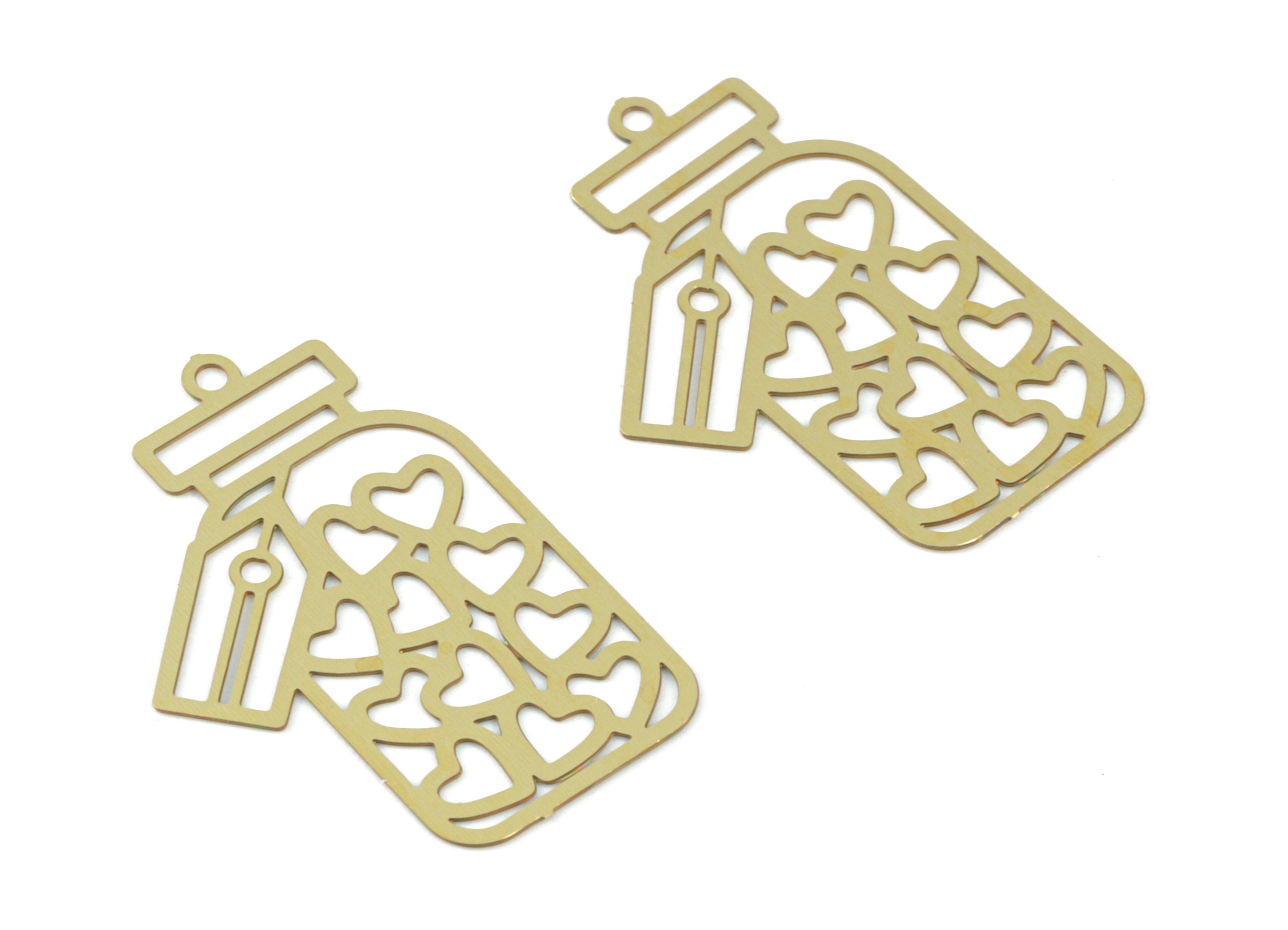 Brass Bottle Earring Charms - Raw Brass Bottle Pendant - Earring Findings - Jewelry Supplies - 25.44x17.32x0.28mm - JJC11998 - DOMEDBAZAAR