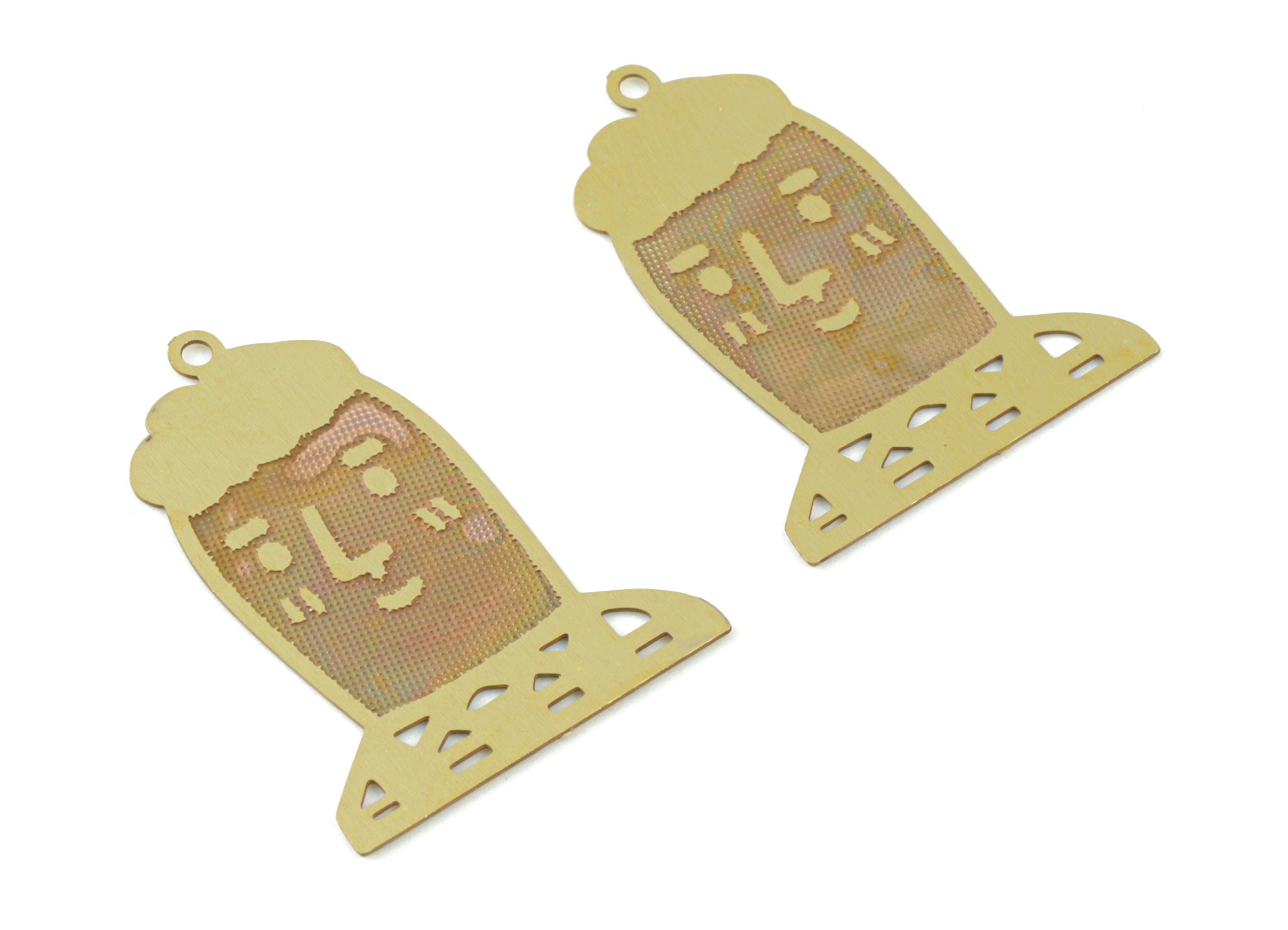 Brass Man Earring Charms - Raw Brass Men Pendant - Earring Findings - Jewelry Supplies - 24.77x18.47x0.3mm - JJC12000 - DOMEDBAZAAR