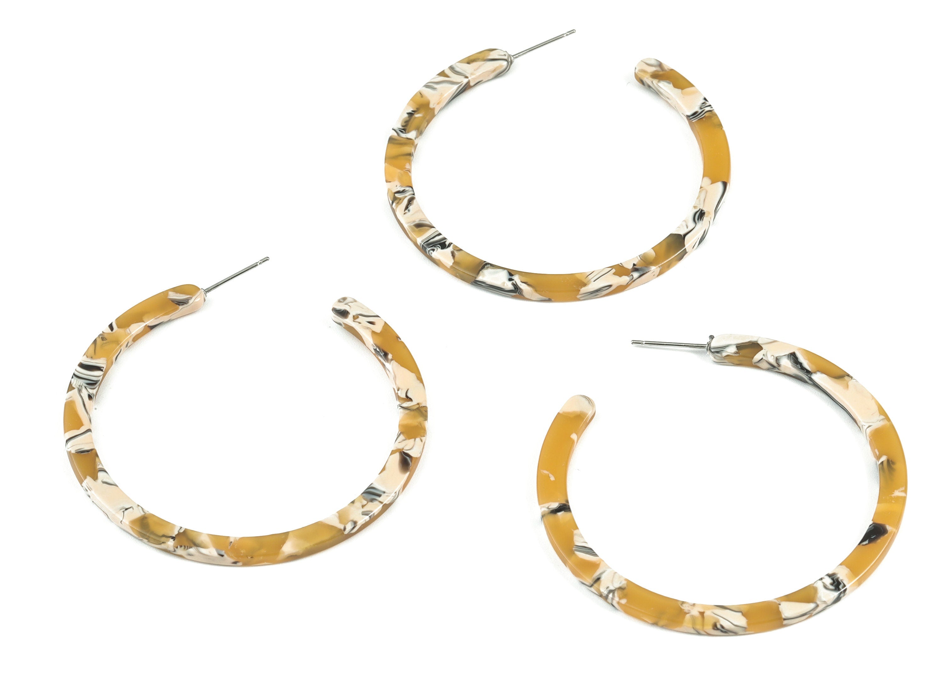 Open Hoop Earrings Stud - 2 inch Hoop Earring - Acetate Round Earring Post - Color Code: A14 - 52.8x49.6x2.65mm - AC1836-A14 - DOMEDBAZAAR