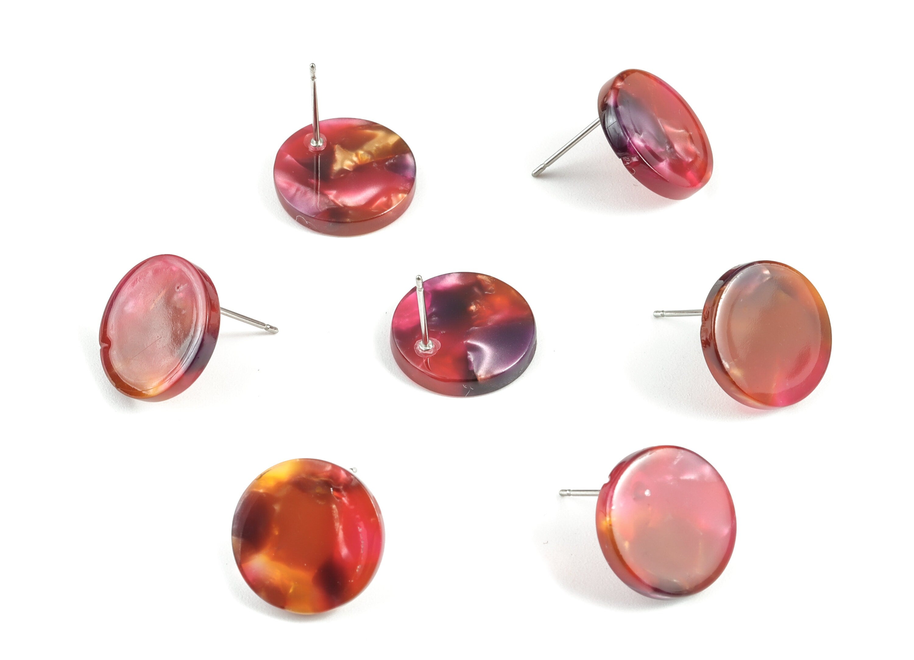 Acetate Round Earring Stud - Acetate Round Earring Post - Earring Post Findings - Color Code: A493- 14.7x14.7x2.69mm - AC1733-A493 - DOMEDBAZAAR