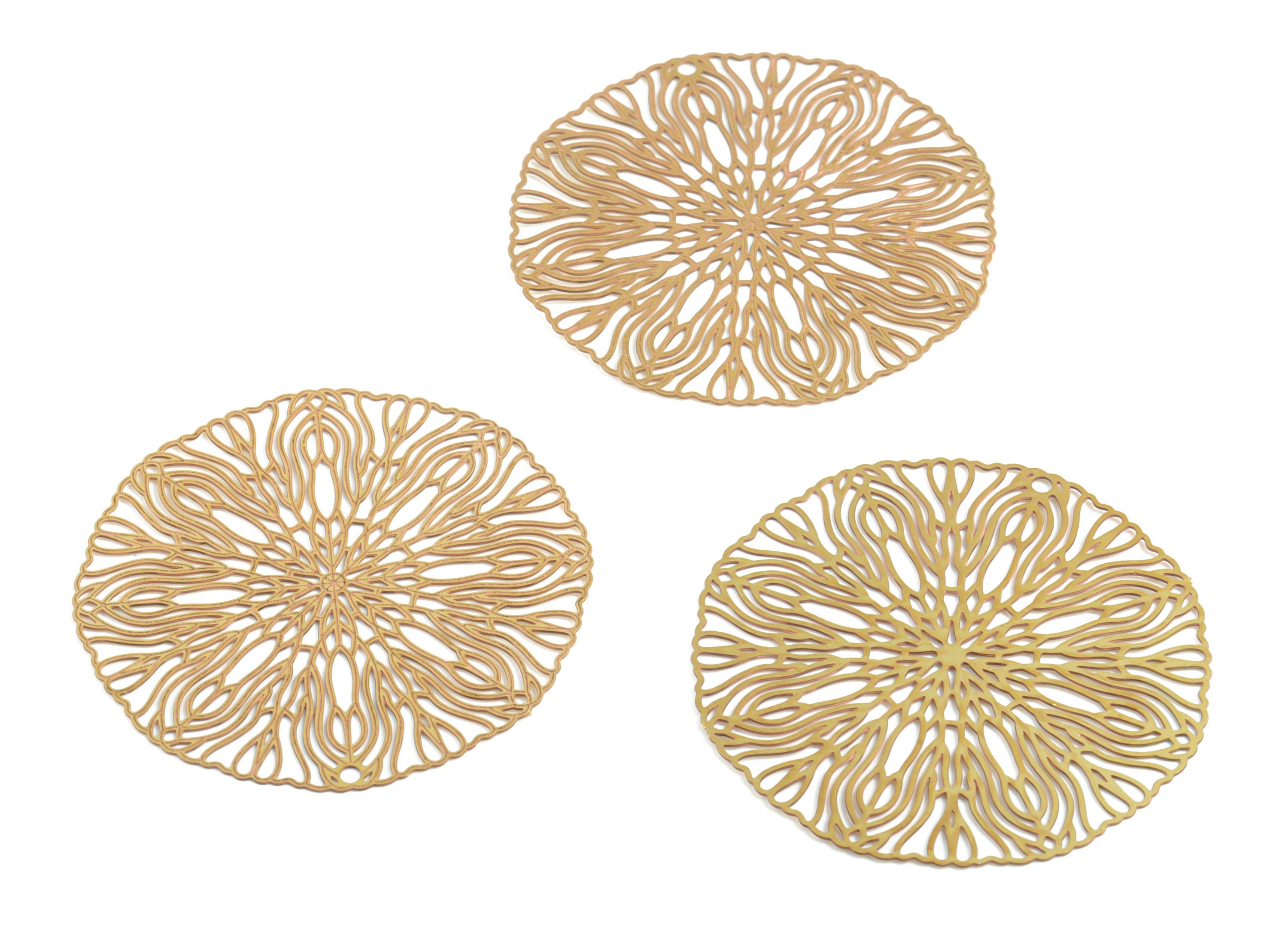 Raw Brass Circular Shaped Earring Charms - Hallow Out Earring Charms - Earring Findings - Jewelry Supplies - 39.3x39.3x0.3mm- JJB3487 - DOMEDBAZAAR
