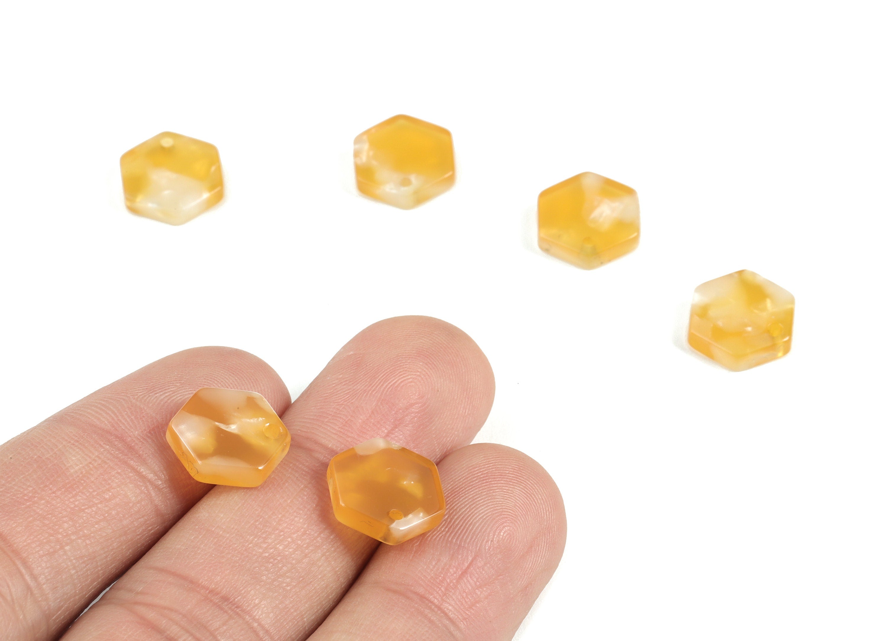 Acetate Hexagon Earring Charms - Mini Hexagon Pendant - Jewelry Supplies - Color Code:A43 - 12.12x10.84x2.56mm - AC1121-A43 - DOMEDBAZAAR