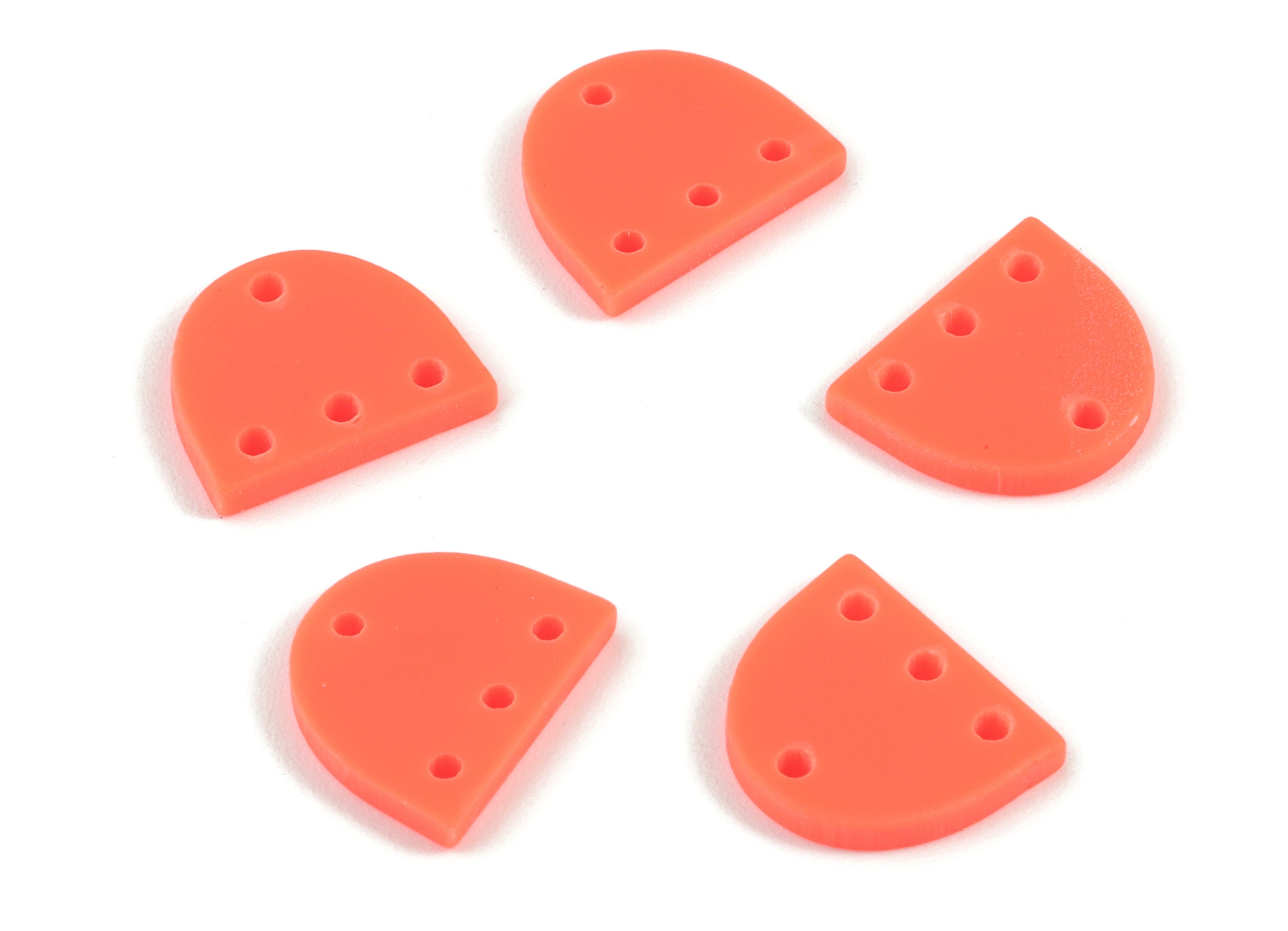 Acrylic Mini D Earring Connector - Matte Semi Circle Earring - 4 Holes - Jewelry Supplies - Color Code:A483 - 14.57x12.2x2.2mm - AC1896-A483 - DOMEDBAZAAR