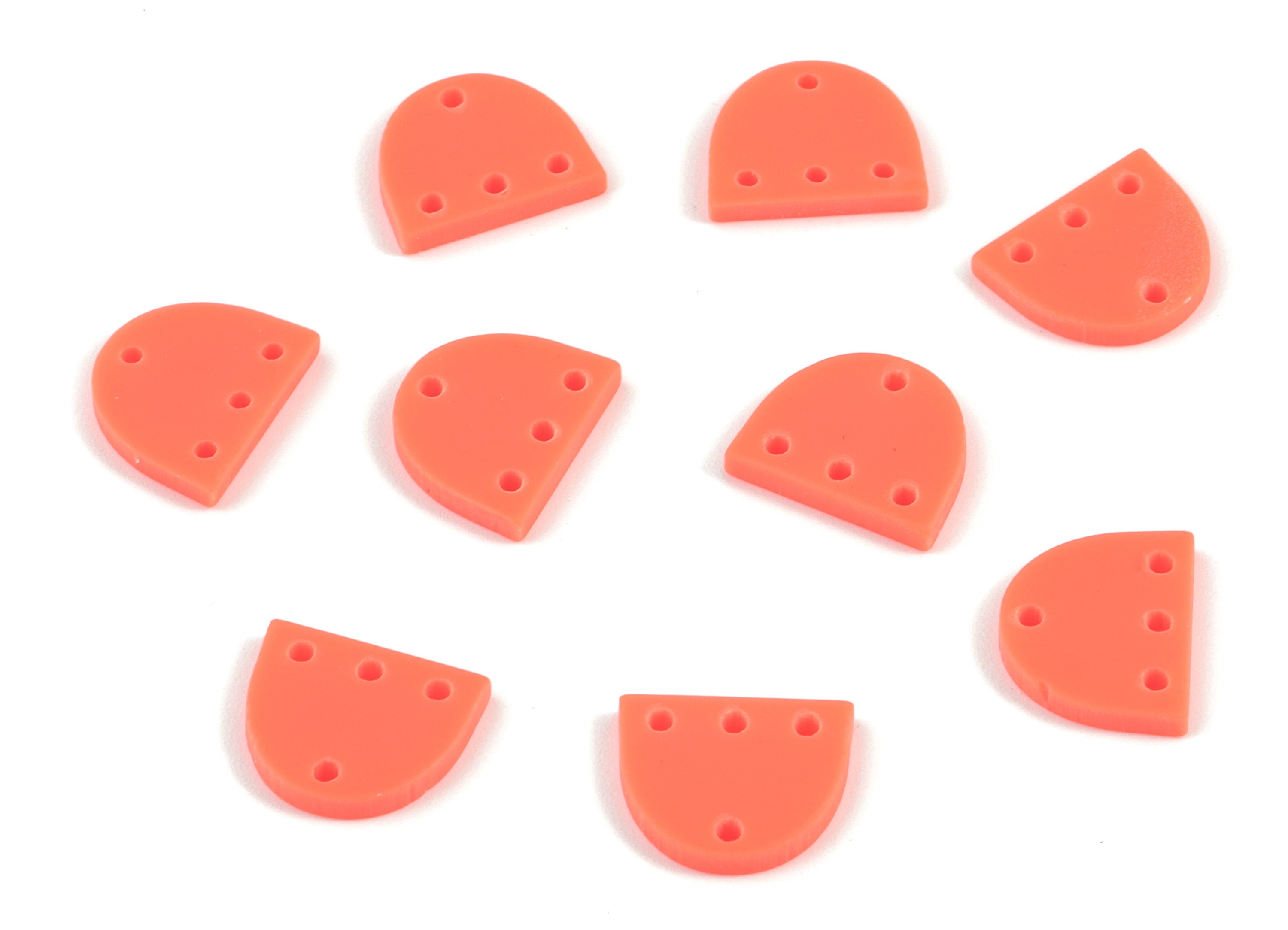 Acrylic Mini D Earring Connector - Matte Semi Circle Earring - 4 Holes - Jewelry Supplies - Color Code:A483 - 14.57x12.2x2.2mm - AC1896-A483 - DOMEDBAZAAR