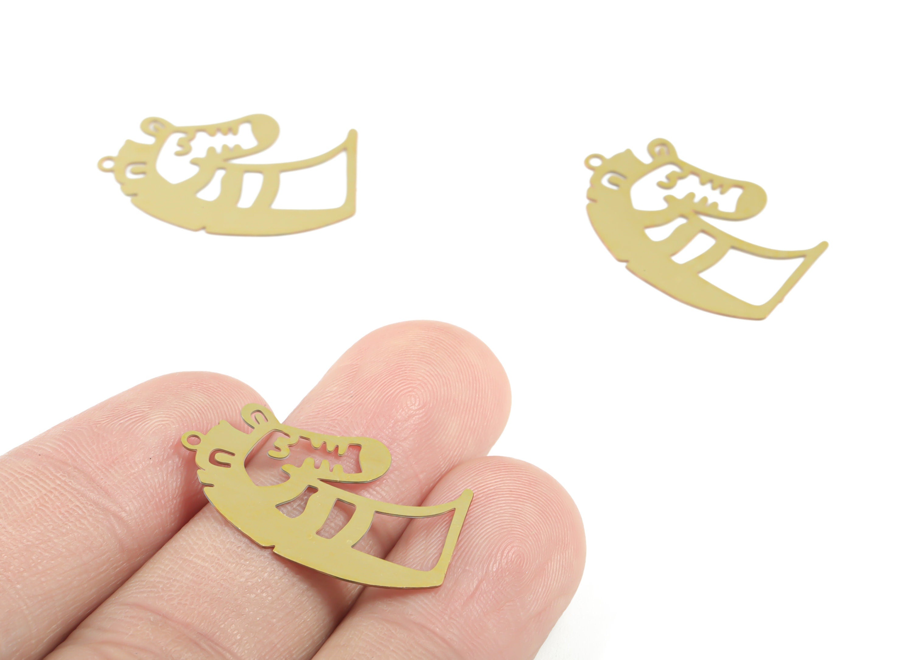 Brass Horse Earring Charms - Raw Brass Donkey Pendant - Earring Findings - Jewelry Supplies - 26.58x17.14x0.29mm - JJC11915 - DOMEDBAZAAR