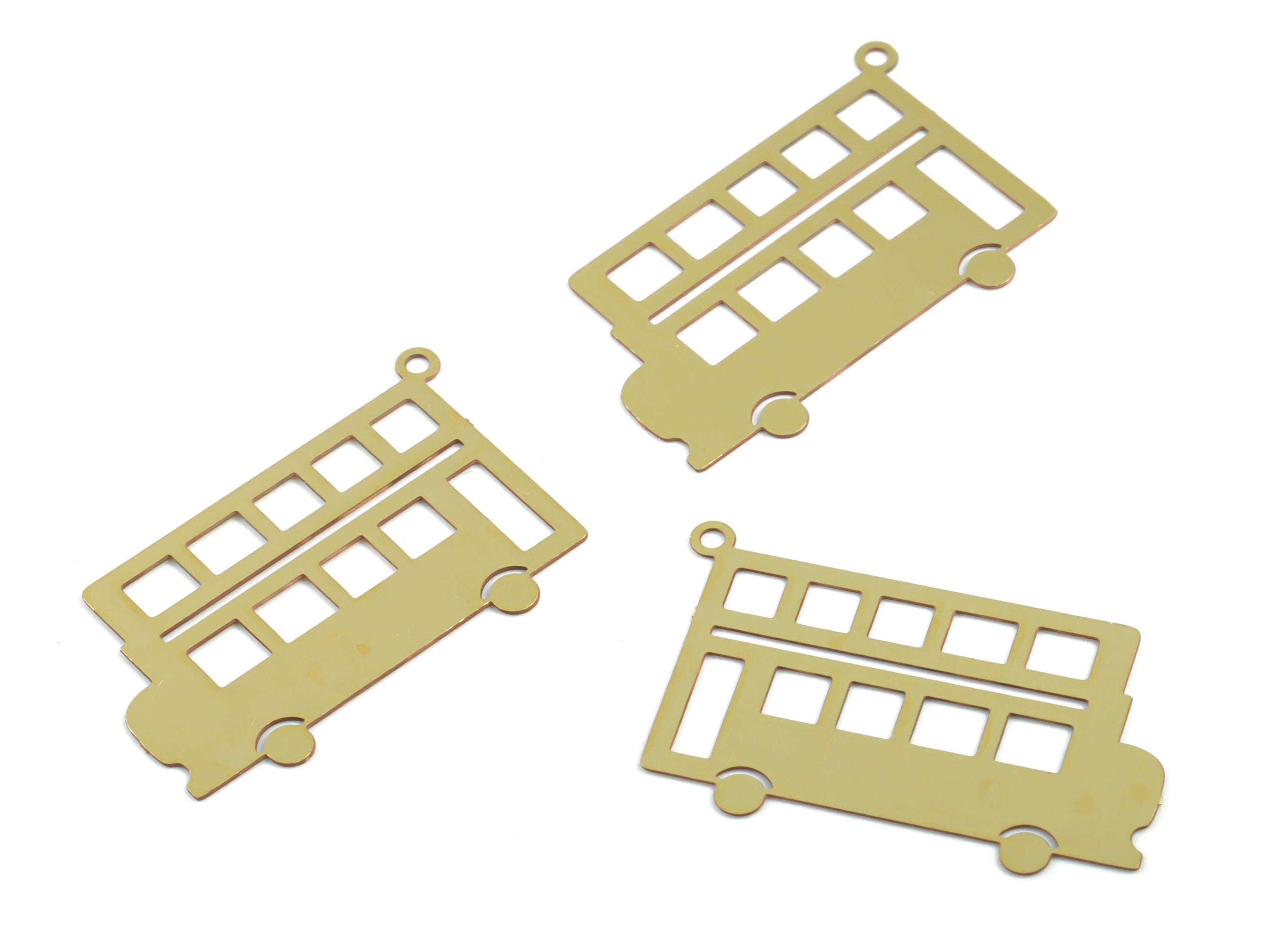 Brass Bus Earring Charms - Raw Brass Bus Pendant - Earring Findings - Jewelry Supplies - 25.58x17.07x0.29mm - JJC11918 - DOMEDBAZAAR