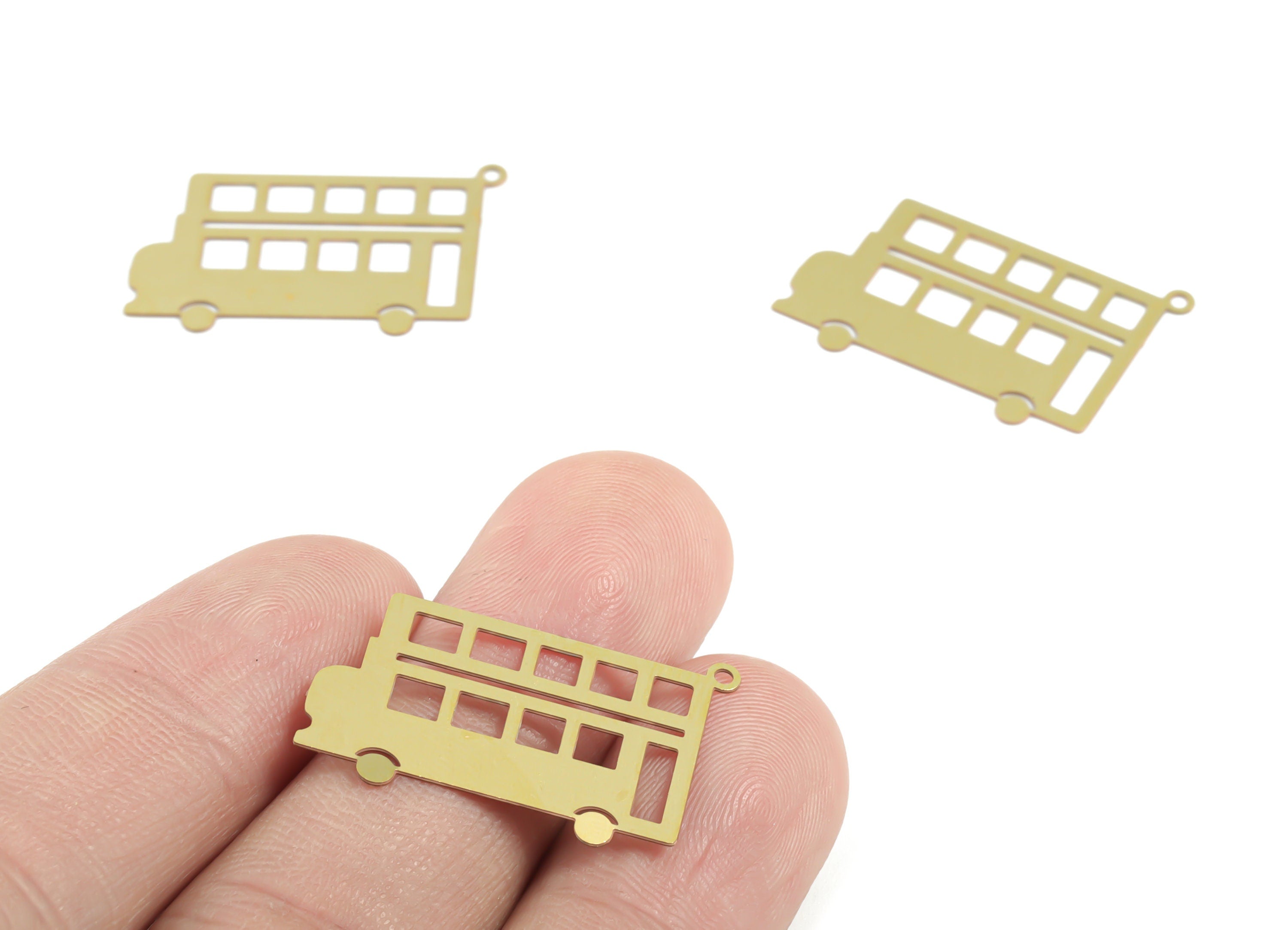 Brass Bus Earring Charms - Raw Brass Bus Pendant - Earring Findings - Jewelry Supplies - 25.58x17.07x0.29mm - JJC11918 - DOMEDBAZAAR