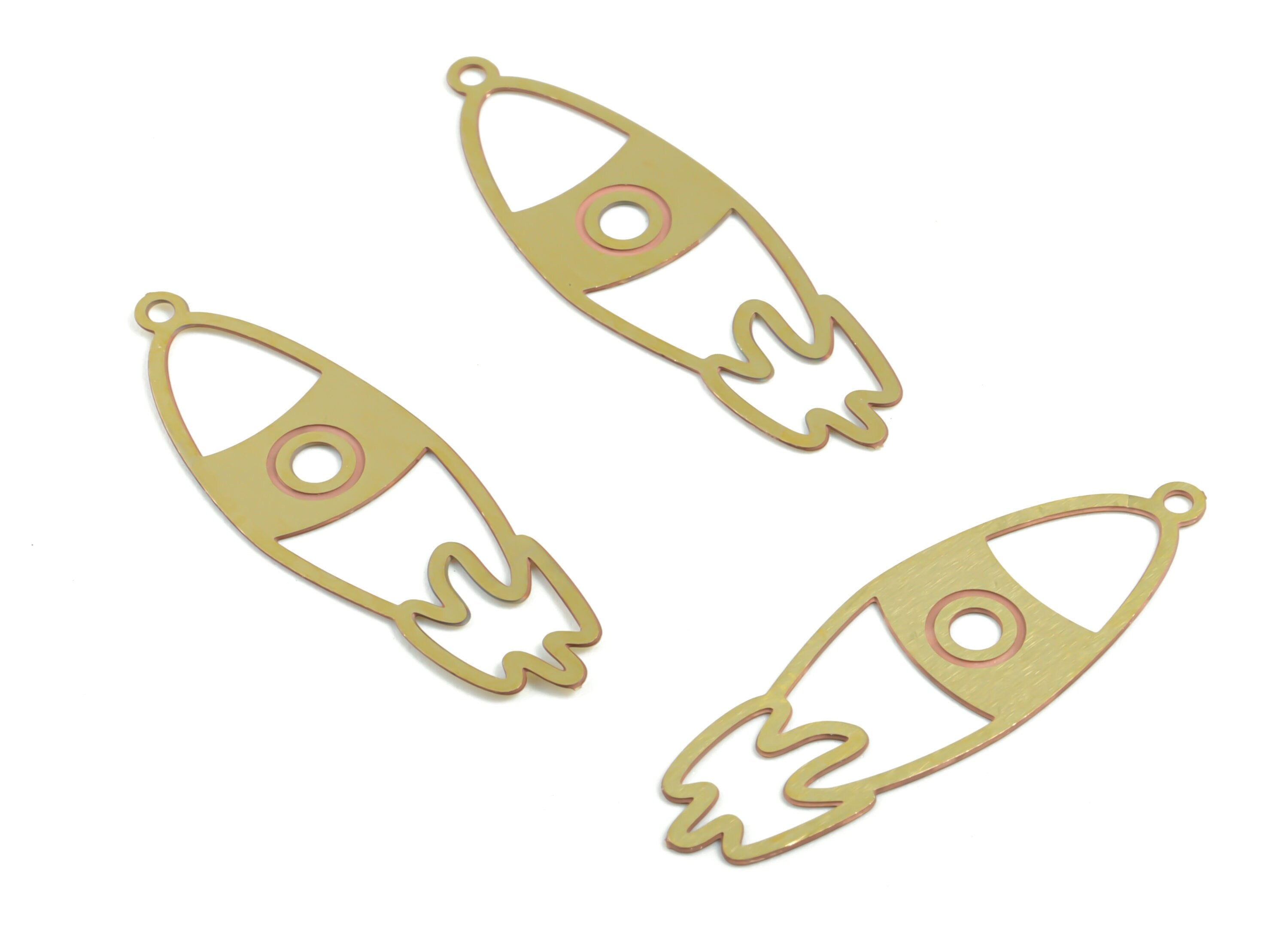 Brass Shuttle Earring Charms - Raw Brass Shuttle Pendant - Earring Findings - Jewelry Supplies - 29.64x9.71x0.29mm - JJC11931 - DOMEDBAZAAR