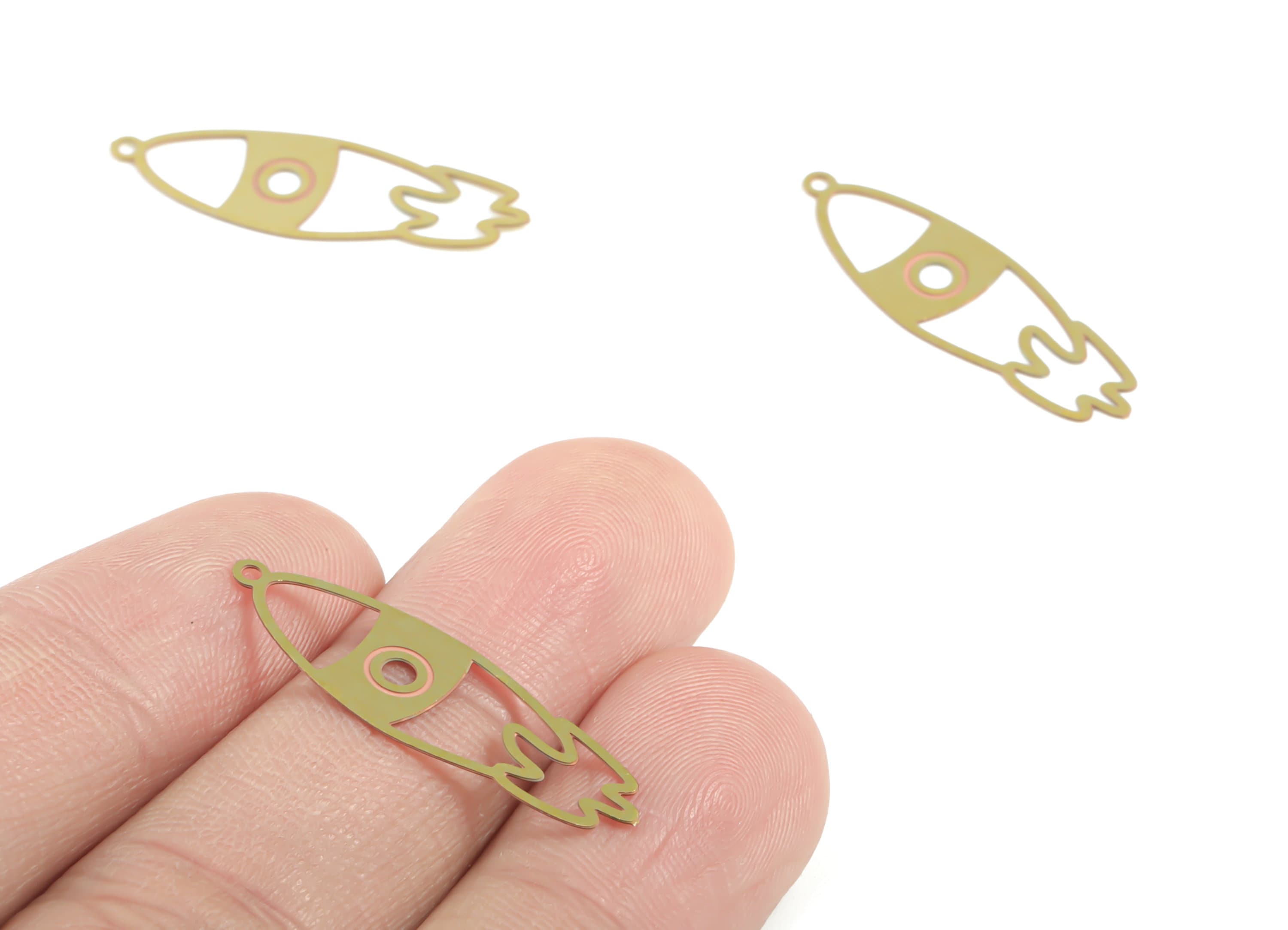 Brass Shuttle Earring Charms - Raw Brass Shuttle Pendant - Earring Findings - Jewelry Supplies - 29.64x9.71x0.29mm - JJC11931 - DOMEDBAZAAR
