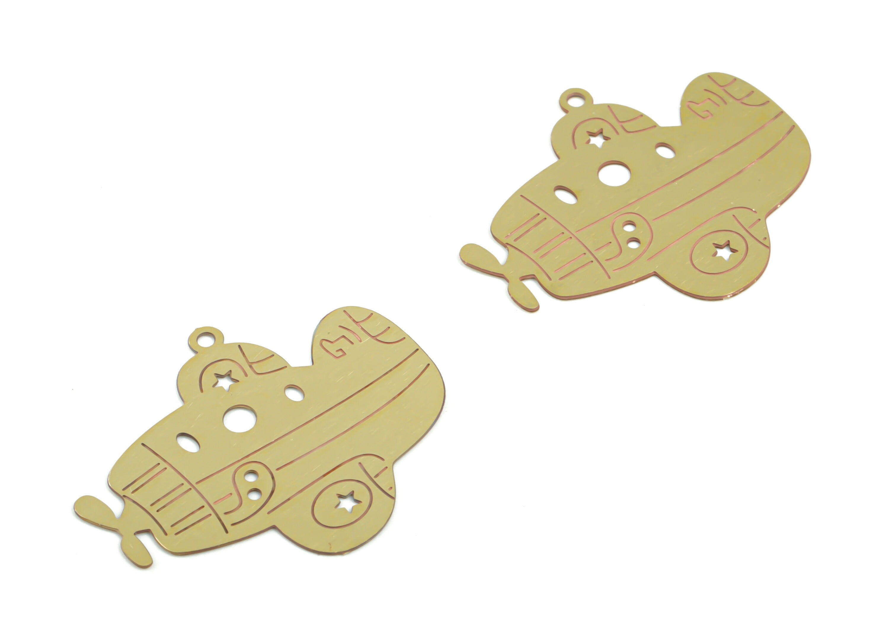 Brass Plane Earring Charms - Raw Brass Plane Pendant - Earring Findings - Jewelry Supplies - 25.5x21.35x0.3mm - JJC11922 - DOMEDBAZAAR