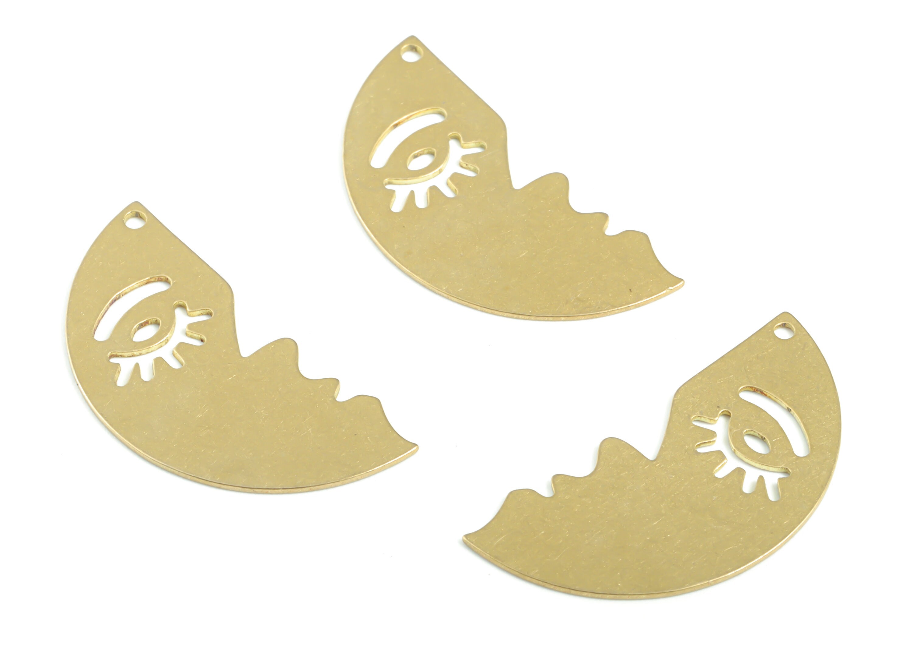 Personalized stamping blank - Brass Woman Face Earring Charms - Raw Brass Eyelash Face Pendant - 29.63x14.53x0.59mm - PPM3340 - DOMEDBAZAAR