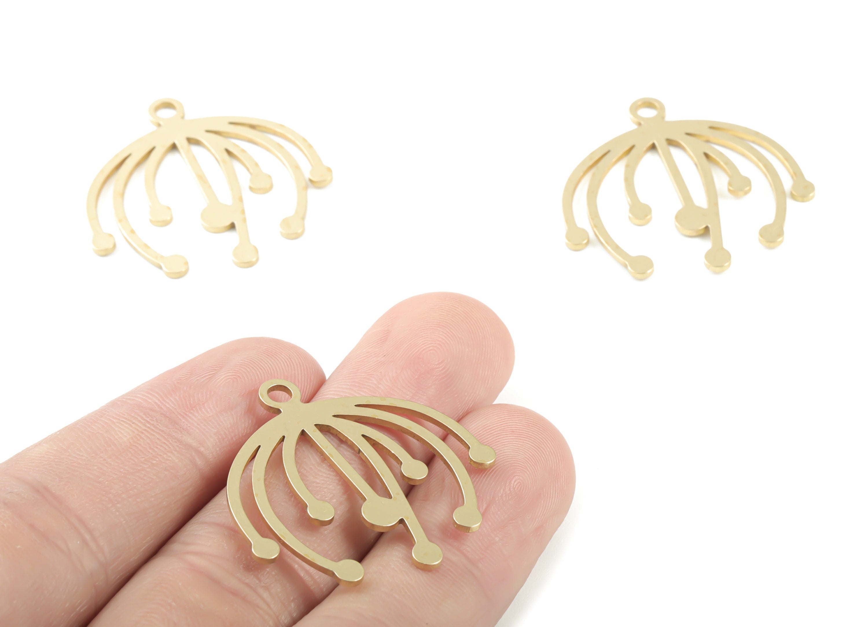 Brass Tassel Earring Charms - Raw Brass Tassel Pendant - Earring Findings - Jewellery Supplies - 31.4x31.18x0.98mm - PPM3391 - DOMEDBAZAAR