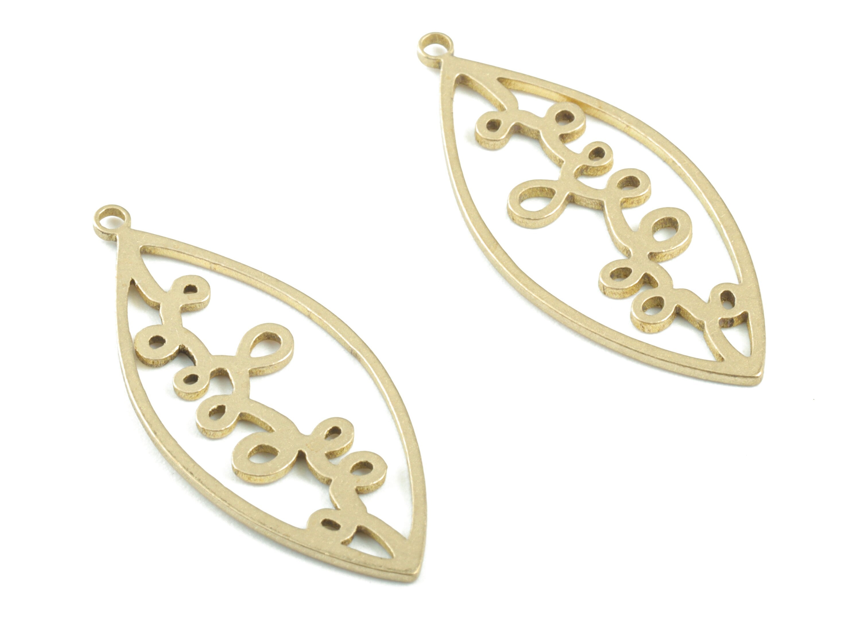 Brass Leaf Earring Charms - Raw Brass Leaf Pendant - Earrings Finding - Jewelry Supplies - 29.08x12.44x0.82mm - PPM3393 - DOMEDBAZAAR