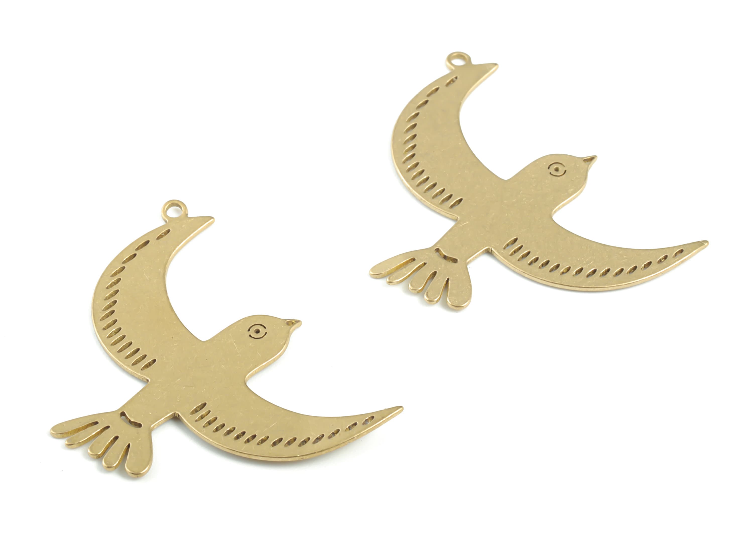 Brass Bird Earring Charms - Raw Brass Flying Bird Pendant - Earring Findings - Jewelry Supplies - 31.34x24.11x0.69mm - PPM3328 - DOMEDBAZAAR