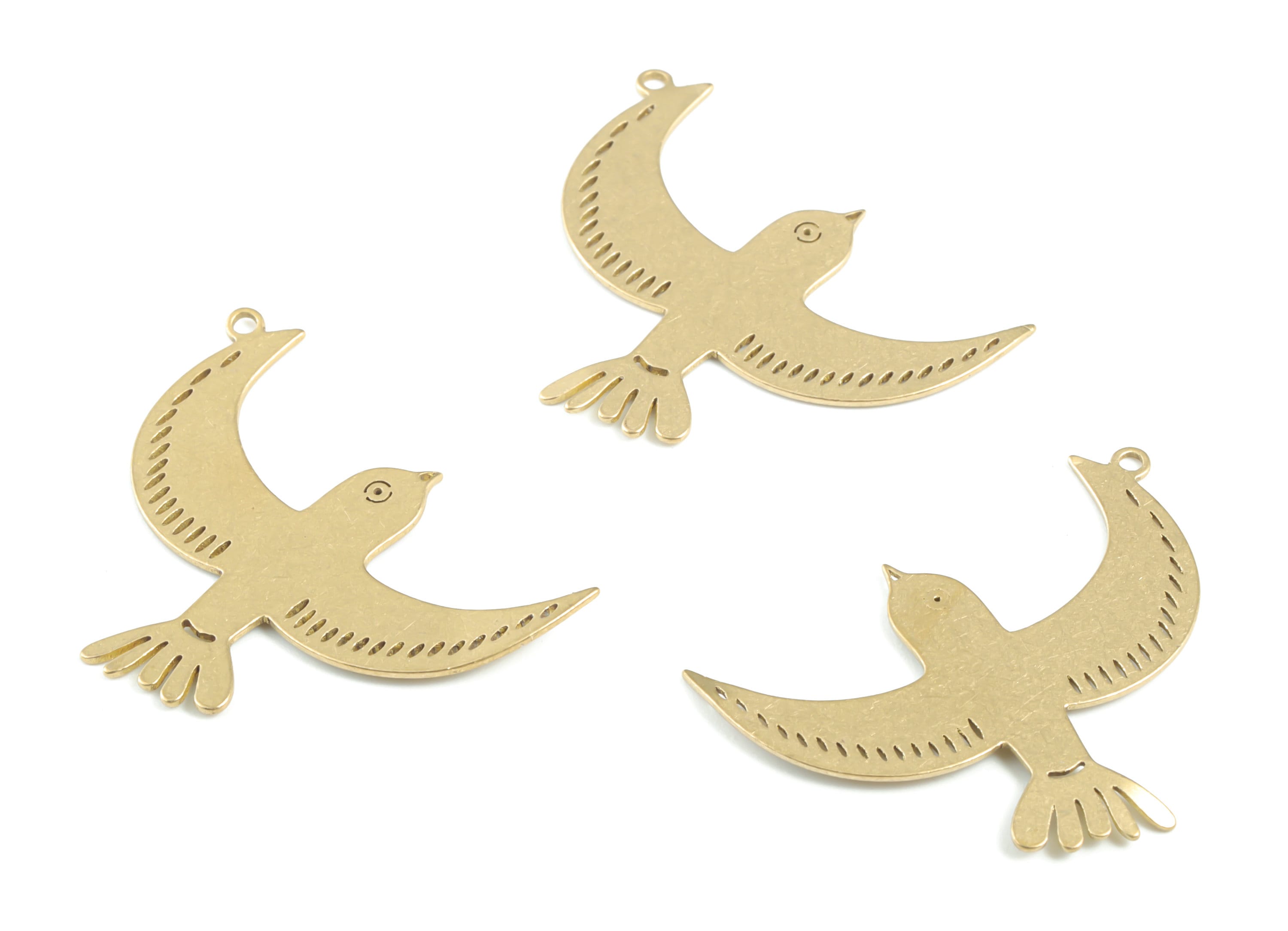Brass Bird Earring Charms - Raw Brass Flying Bird Pendant - Earring Findings - Jewelry Supplies - 31.34x24.11x0.69mm - PPM3328 - DOMEDBAZAAR