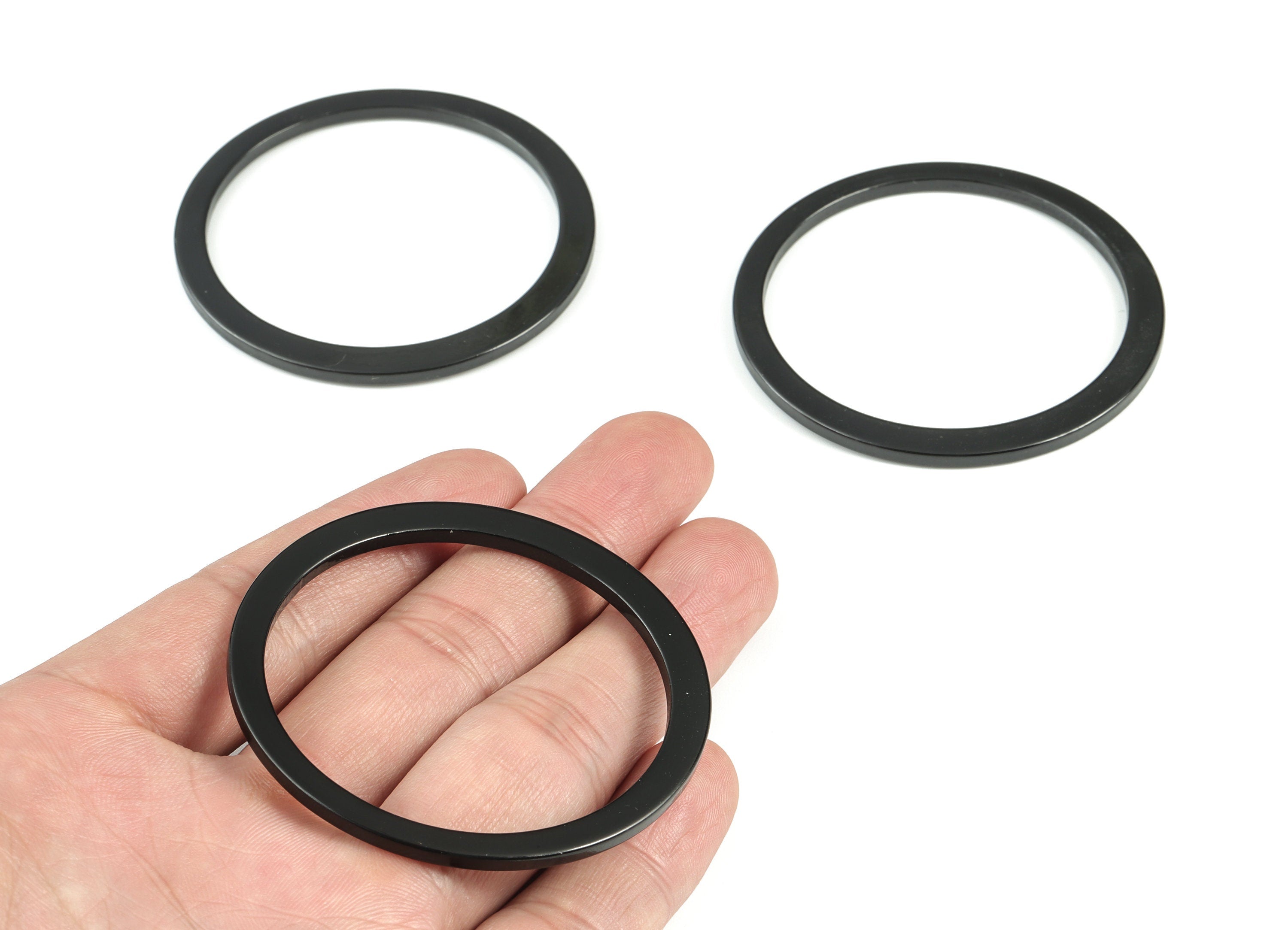 Acrylic Hoop Earrings Charms - Acrylic Black Circle Earring Charms - Jewelry Supplies - Color Code: A66 - 57.3x57.3x2.58mm - AC2145-A66 - DOMEDBAZAAR