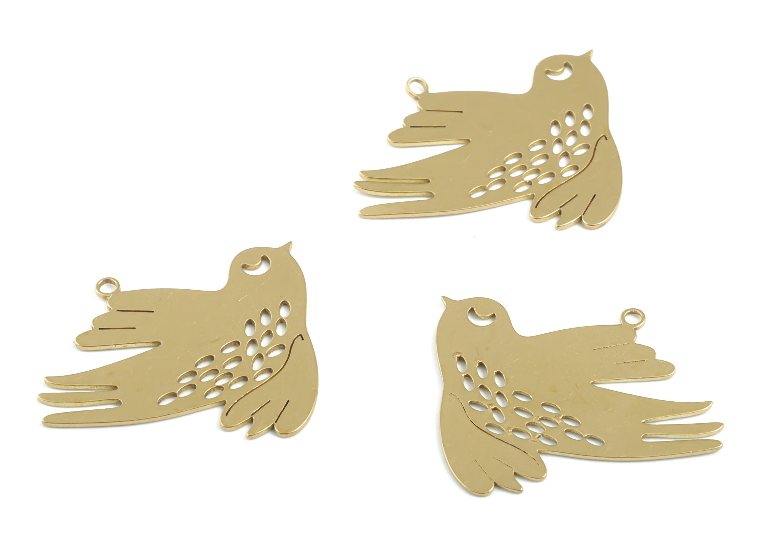 Brass Bird Earring Charms - Raw Brass Flying Bird Pendant - Earring Findings - Jewelry Supplies - 29.5x24.76x0.6mm - PPM3337 - DOMEDBAZAAR