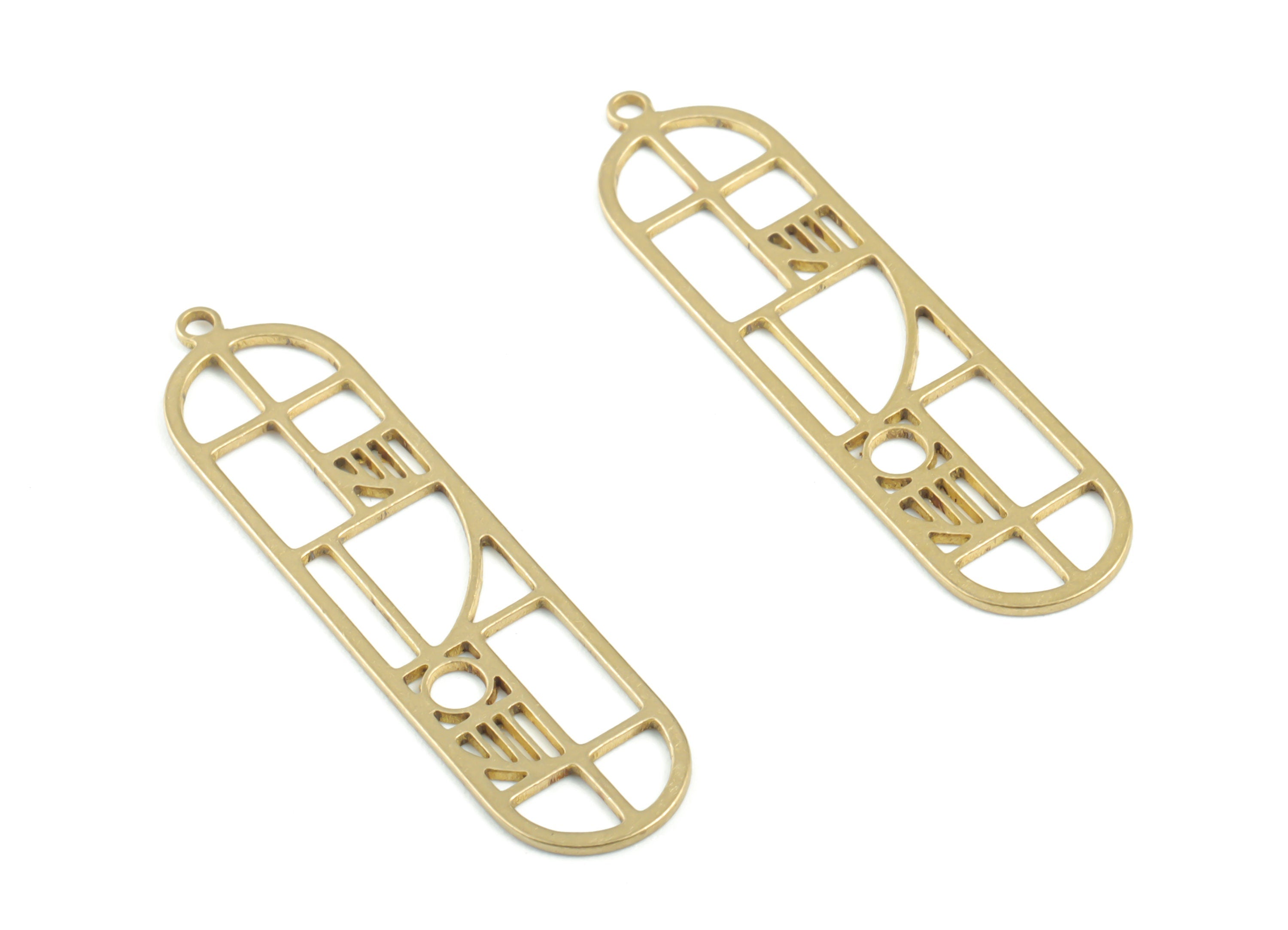 Brass Oval Earring Charms - Raw Brass Oval Pendant - Earrings Finding - Jewellery Supplies - 39.55x9.89x0.68mm - PPM3438 - DOMEDBAZAAR