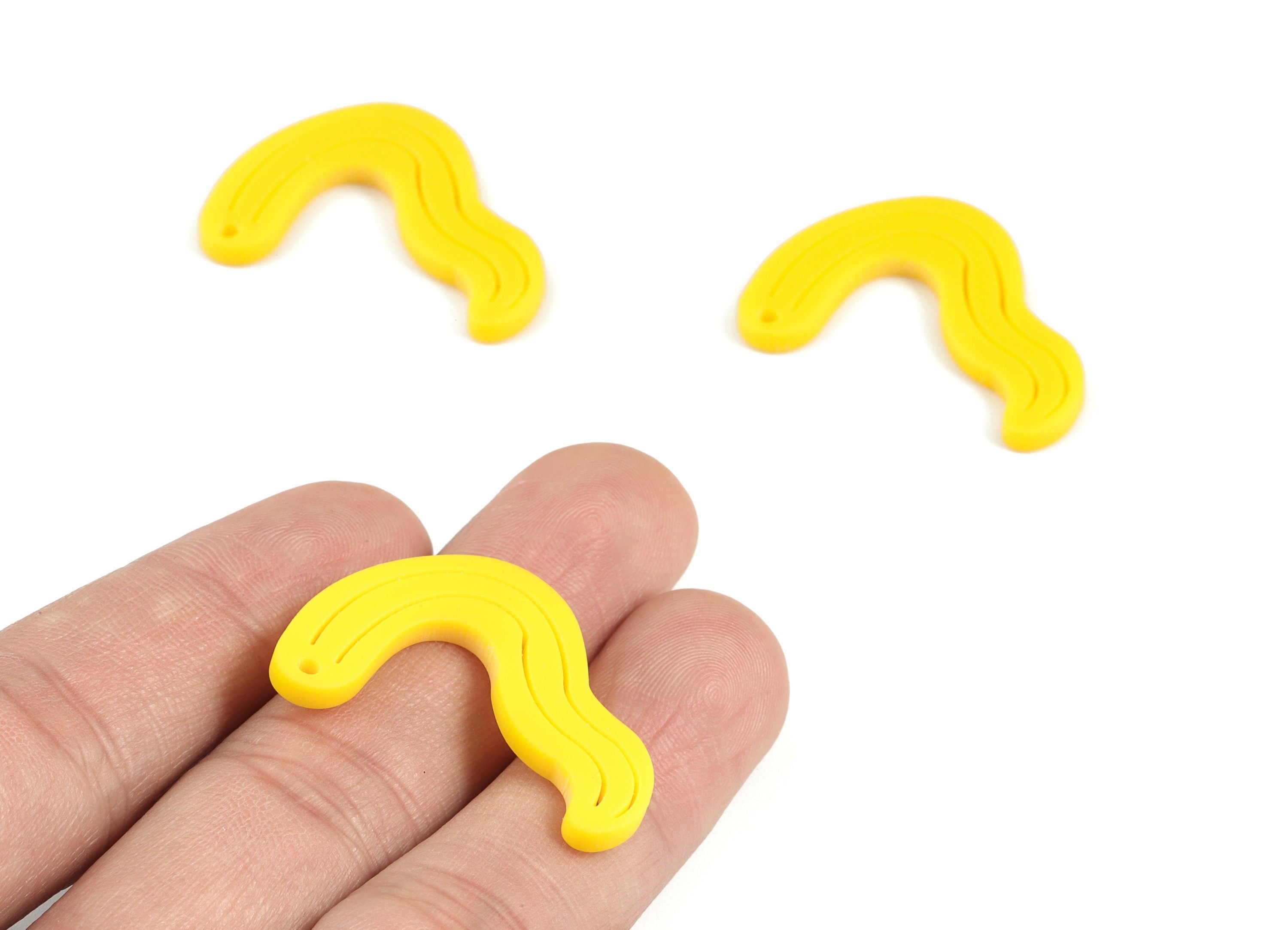 Acrylic Yellow Worn Earring Charms - Acrylic Worn Pendant - Jewelry Supplies - Color Code:A499 - 32.85x26.22x2.83mm - AC2125-A499 - DOMEDBAZAAR