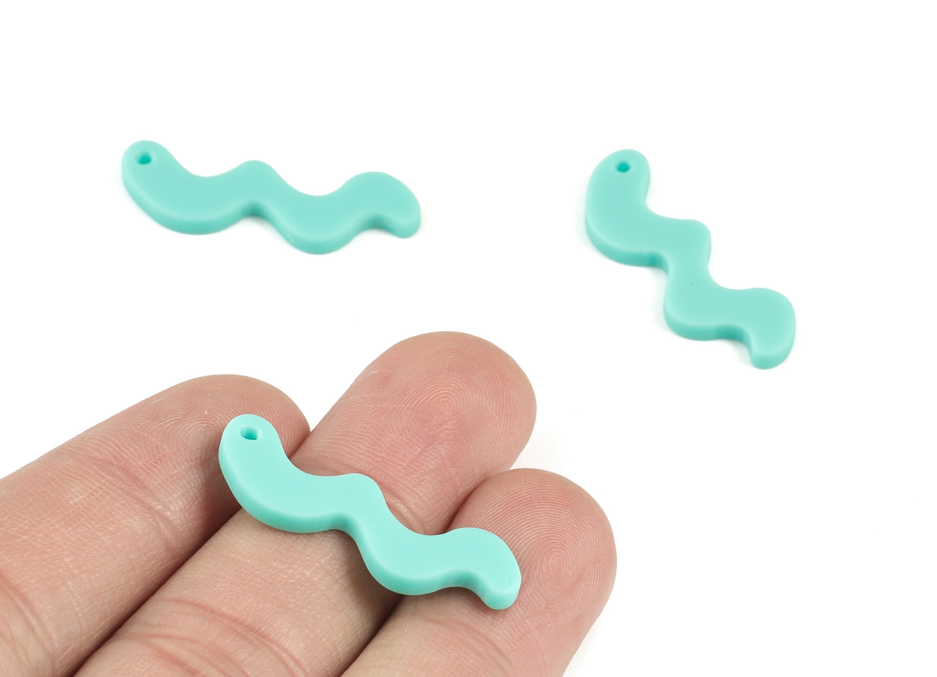 Acrylic Green Worn Earring Charms - Acrylic Worn Pendant - Jewelry Supplies - Color Code:A467 - 30.91x10.33x2.34mm - AC2108-A467 - DOMEDBAZAAR