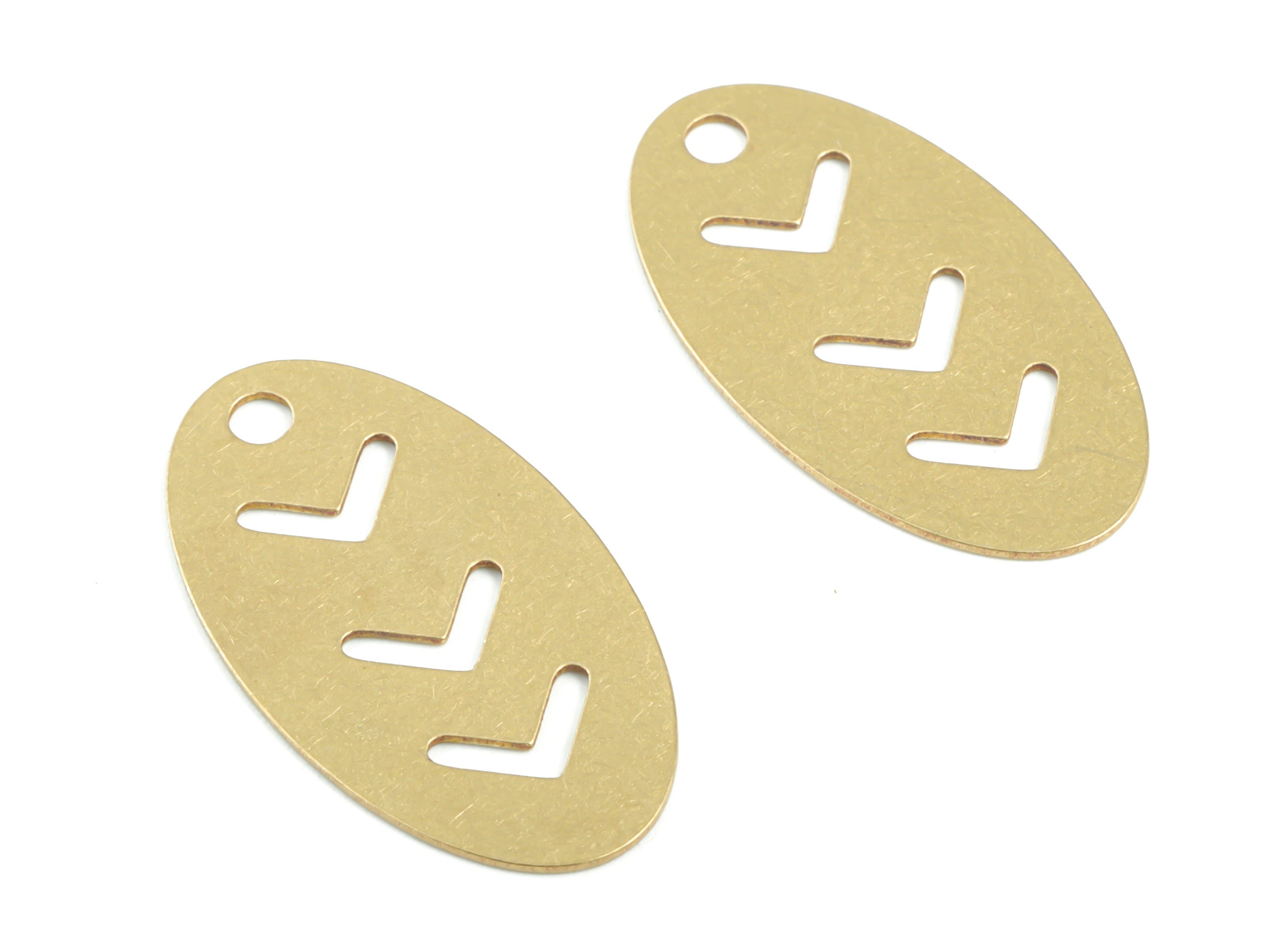 Brass Oval Earring Charms - Raw Brass Oval Arrove Pendant - Earrings Finding - Jewelry Supplies - 30.77x16.73x0.59mm - PPM3419 - DOMEDBAZAAR