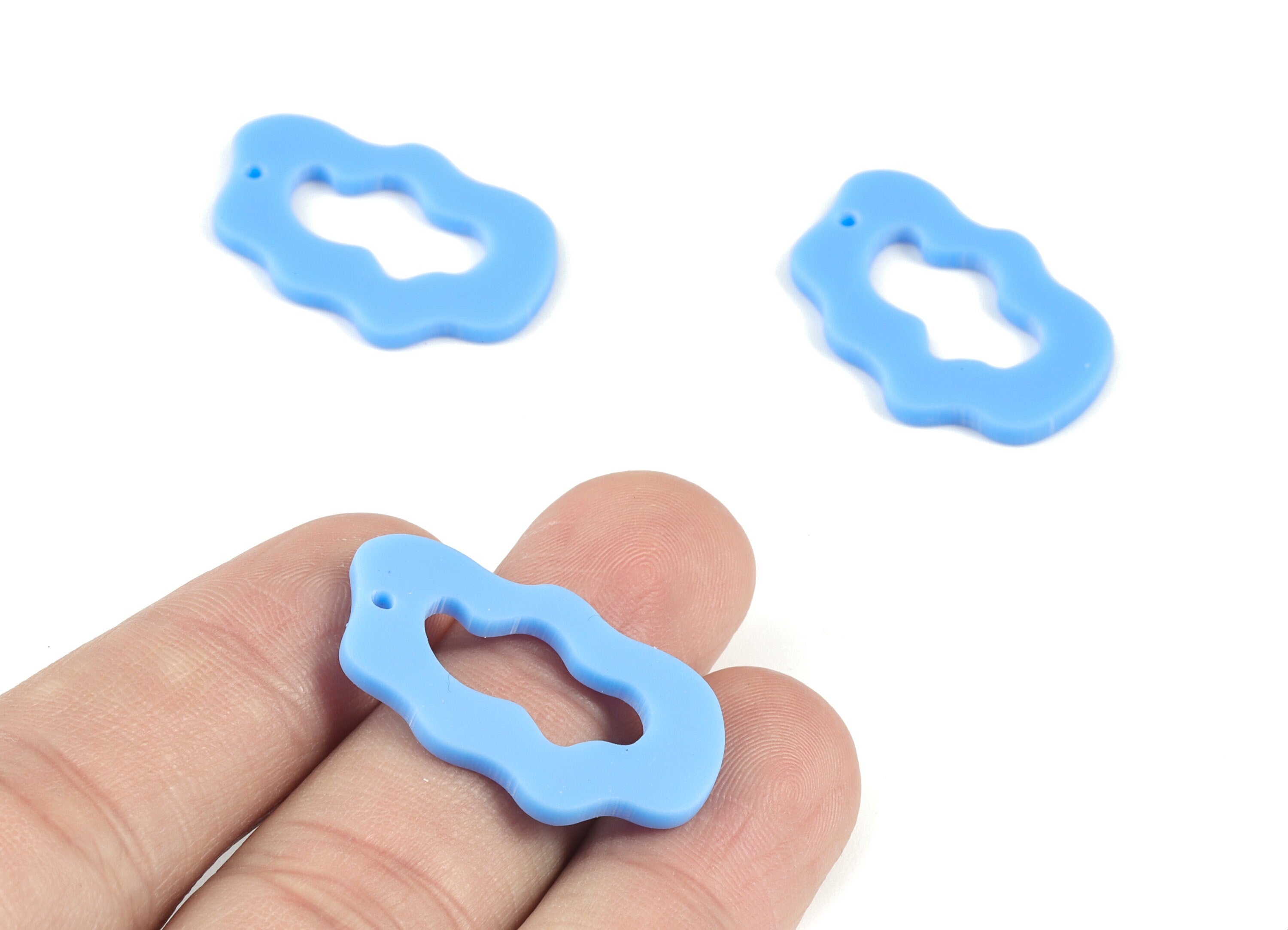 Acrylic Blue Cloud Earring Charms - Cloud Pendant - Earring Findings - Jewelry Supplies - Color Code:A521 - 29.46x18.66x2mm - AC2116-A521 - DOMEDBAZAAR