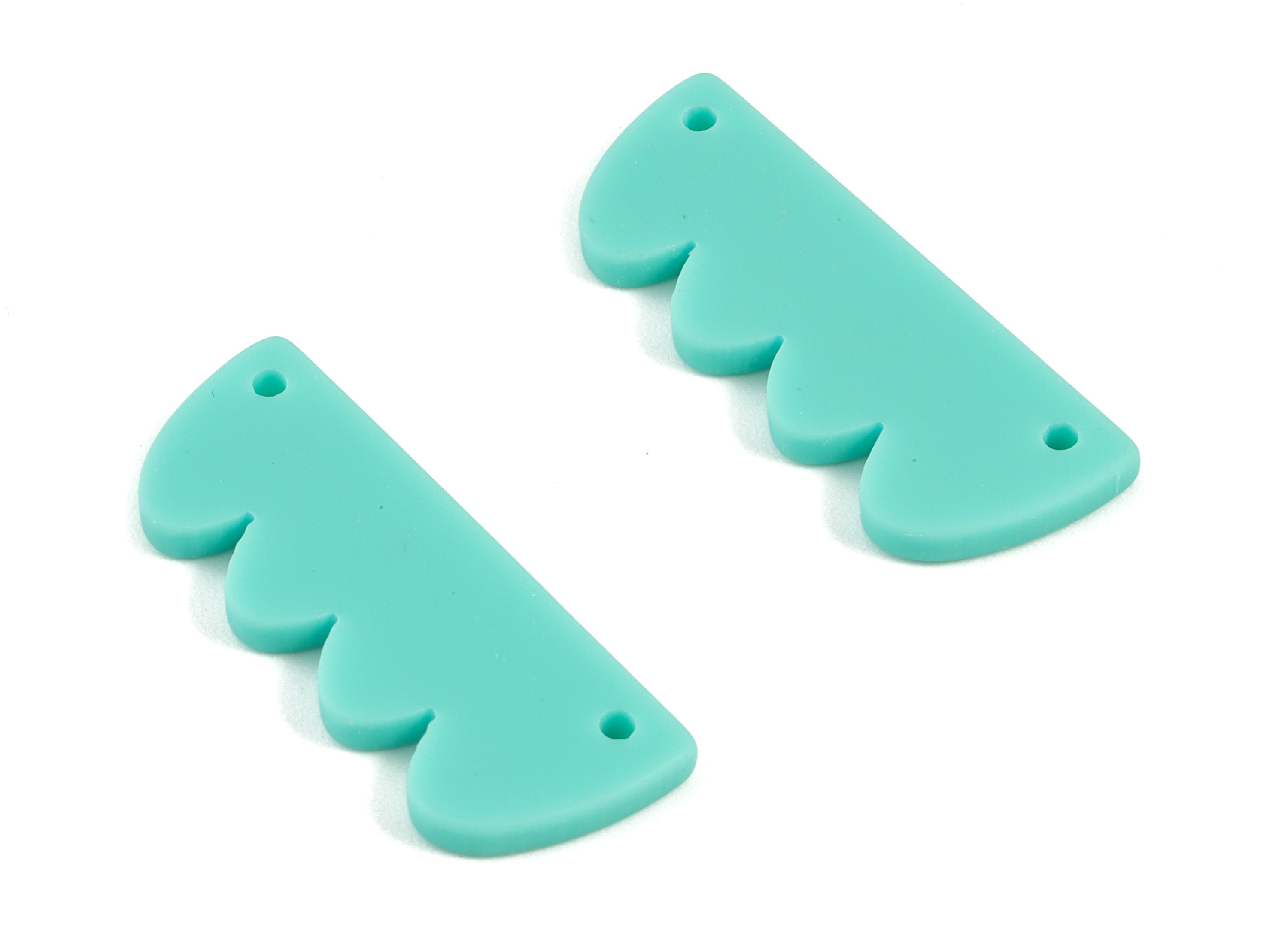 Acrylic Zig Zag Earring Connector - Green Acrylic Zig Zag Charms - Jewelry Supplies - Color Code:A467 - 30.06x11.59x2.15mm - AC2112-A467 - DOMEDBAZAAR