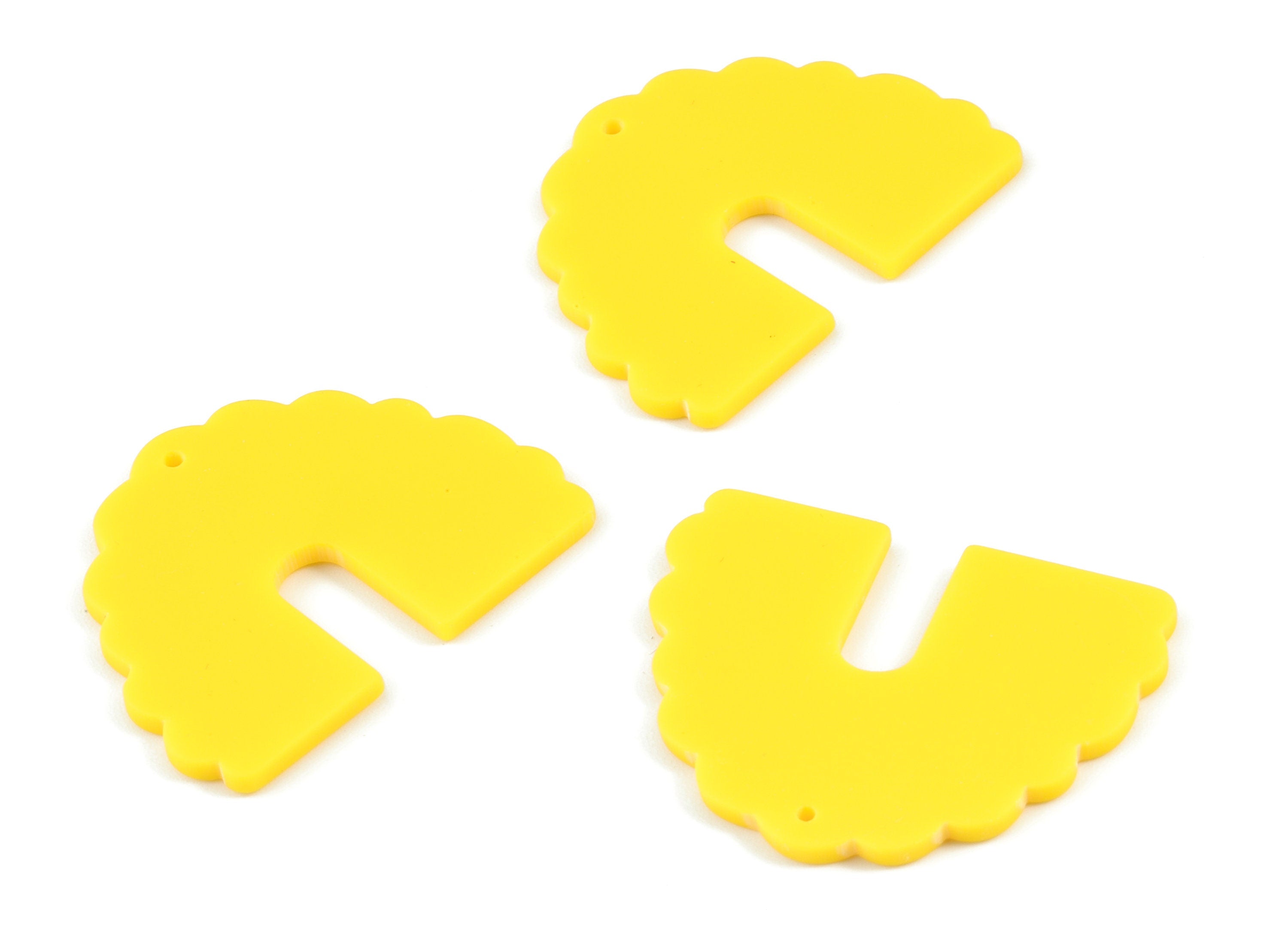 Acrylic Yellow Half Moon Earring Charms - Acrylic Domed Charms - Jewelry Supplies - Color Code:A499 - 29.64x37.69x2.16mm - AC2103-A499 - DOMEDBAZAAR