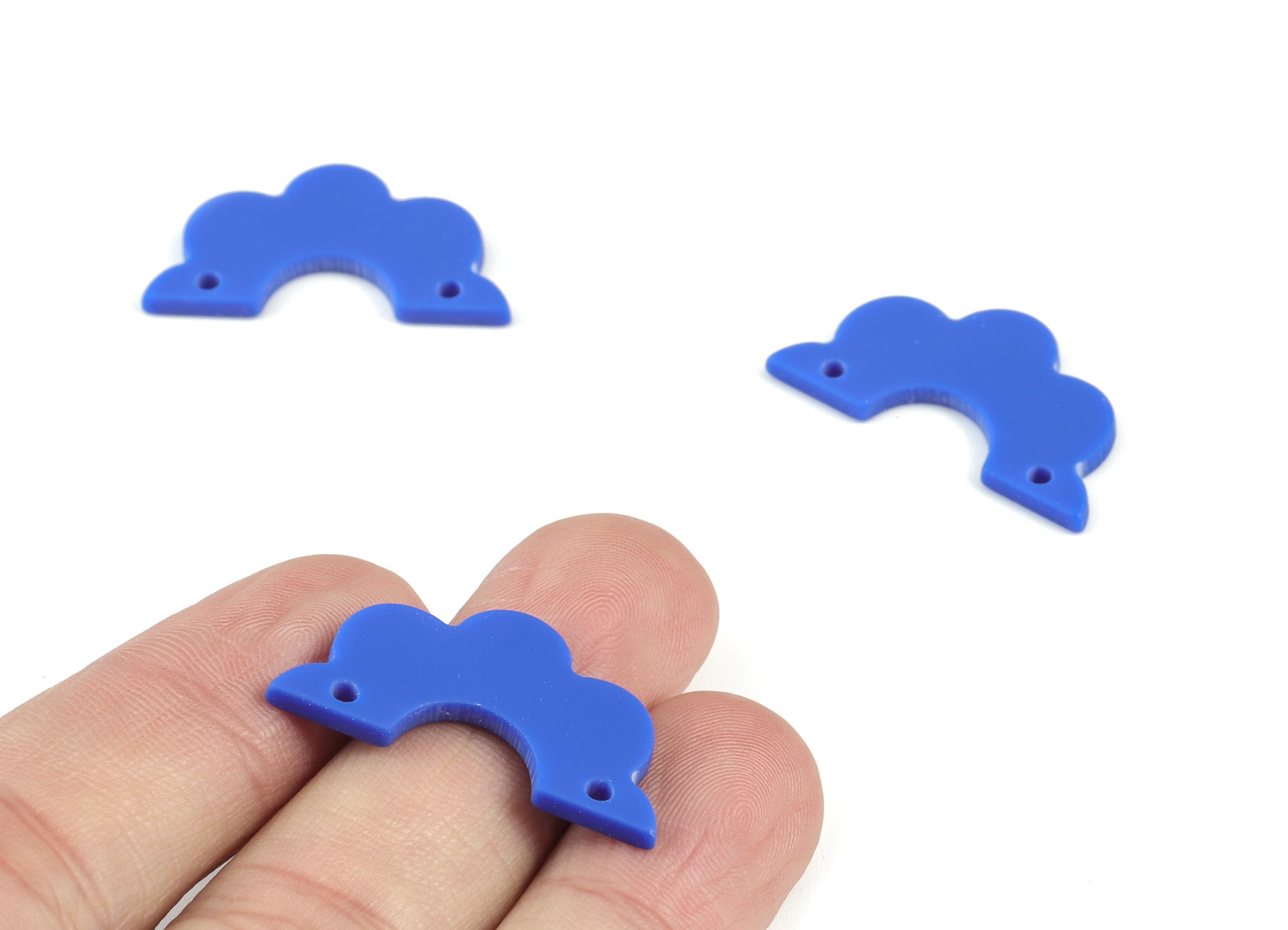 Acrylic Half Flower Earring Connector - Navy Acrylic Flower Earrings - Jewellery Supplies - Color Code:A522 - 29.4x15.8x2.15mm - AC2124-A522 - DOMEDBAZAAR