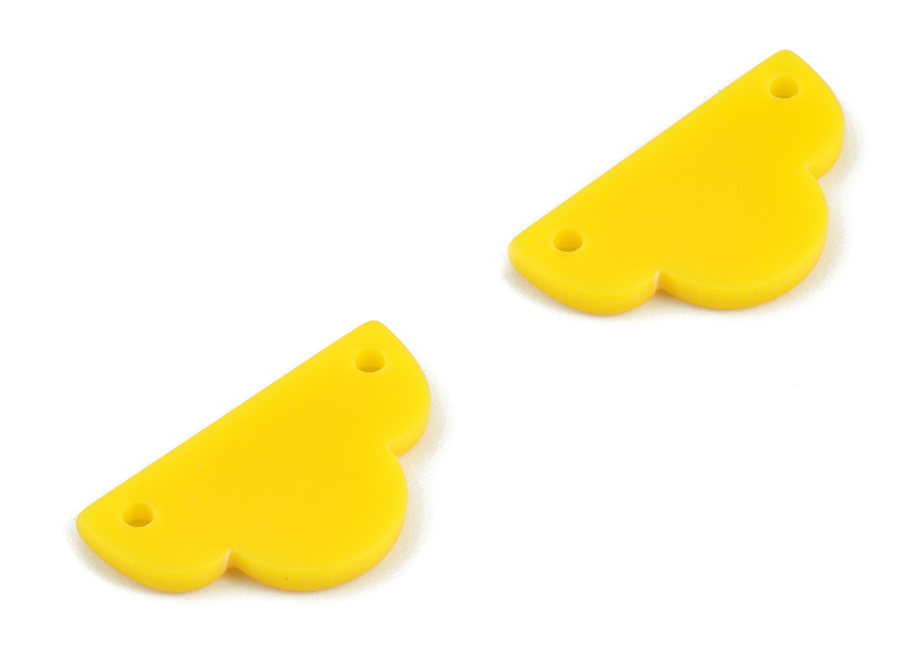 Acrylic Mini Half Cloud Earring Connector - Yellow Half Cloud Earrings - Jewelry Supplies - Color Code:A499 - 19.7x11.38x1.7mm - AC2123-A499 - DOMEDBAZAAR
