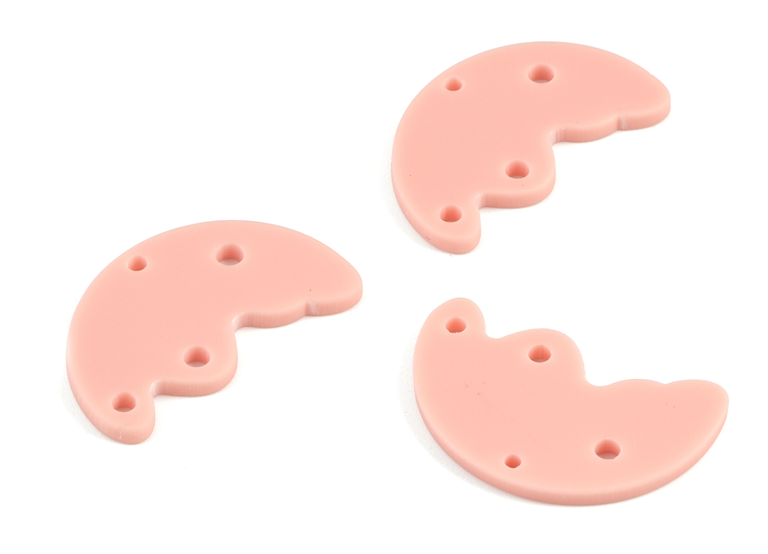 Acrylic Pink Semicircle Earring Connector - 4 Holes - Acrylic Half Moon Earring Charms - Color Code:A560 - 29.66x17.7x2.94mm - AC2118-A560 - DOMEDBAZAAR