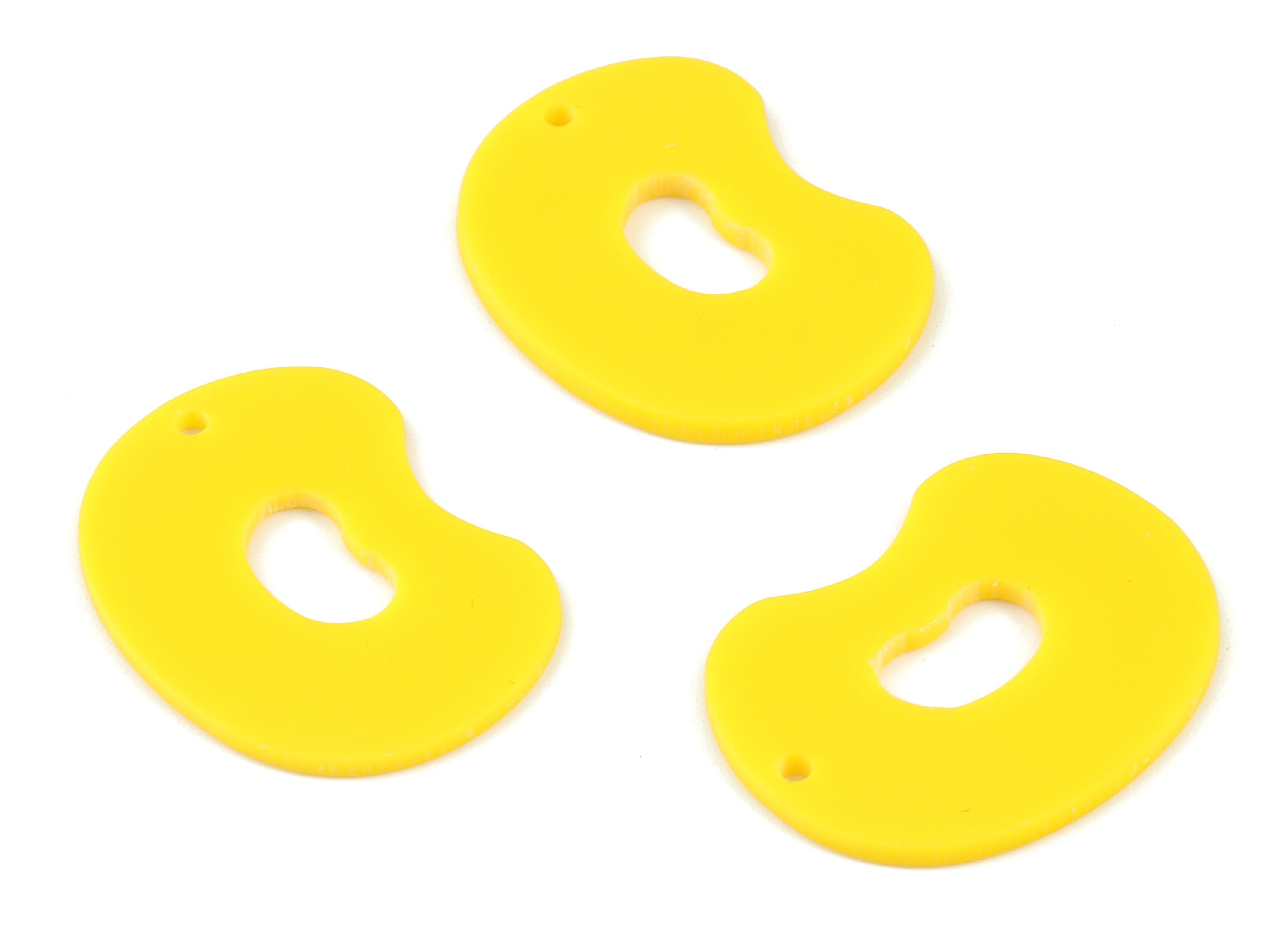 Acrylic Yellow Oval Earring Charms - Acrylic Mini Oval Earrings - Jewelry Supplies - Color Code:A499 - 29.59x22.46x1.55mm - AC2129-A499 - DOMEDBAZAAR