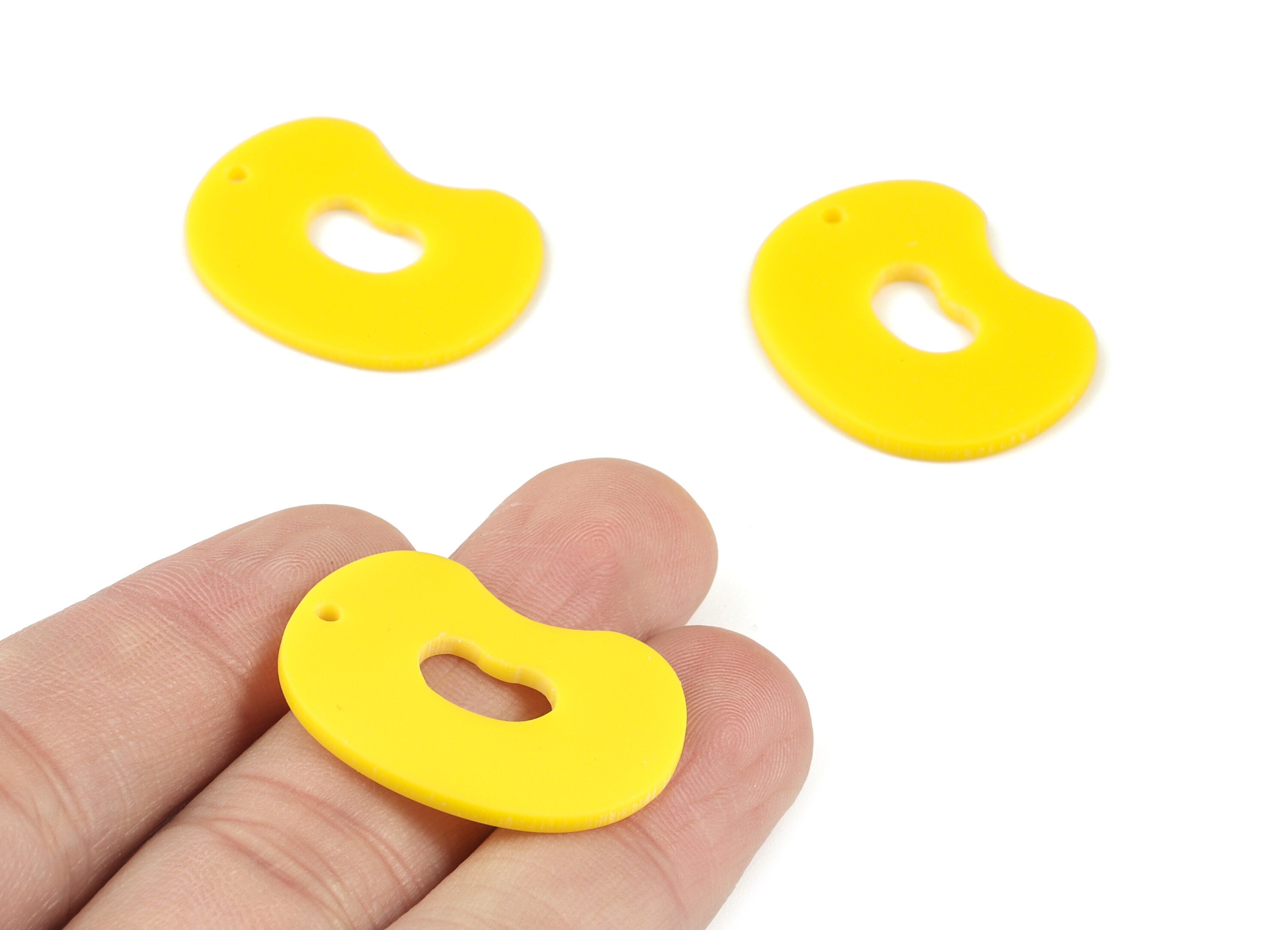 Acrylic Yellow Oval Earring Charms - Acrylic Mini Oval Earrings - Jewelry Supplies - Color Code:A499 - 29.59x22.46x1.55mm - AC2129-A499 - DOMEDBAZAAR
