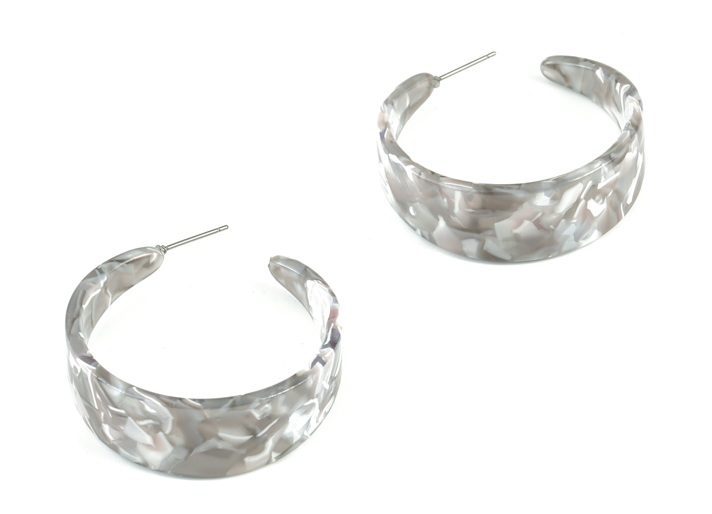 Open Hoop Earrings Stud - 1.6 inch Hoop Earring - Acetate Round Earring Post - Color Code: A20 - 41.8x14.7x2.58mm - AC1211A - DOMEDBAZAAR