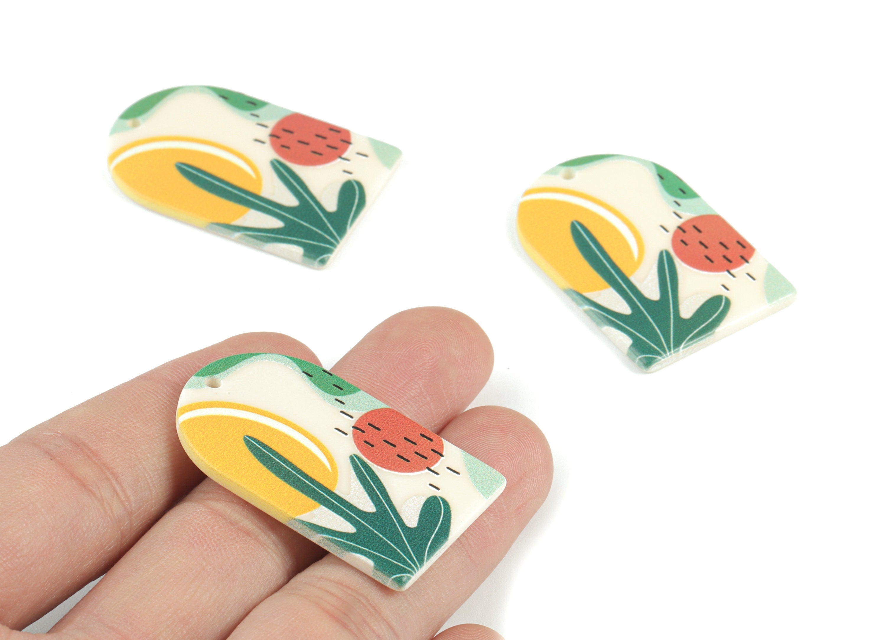 Acrylic Domed Earring Charms - Oval Domed Landscape Charms Pastel Earrings - Earring Findings - Jewelry Supplies - 39.8x25.7x2.2mm - AC2061C - DOMEDBAZAAR