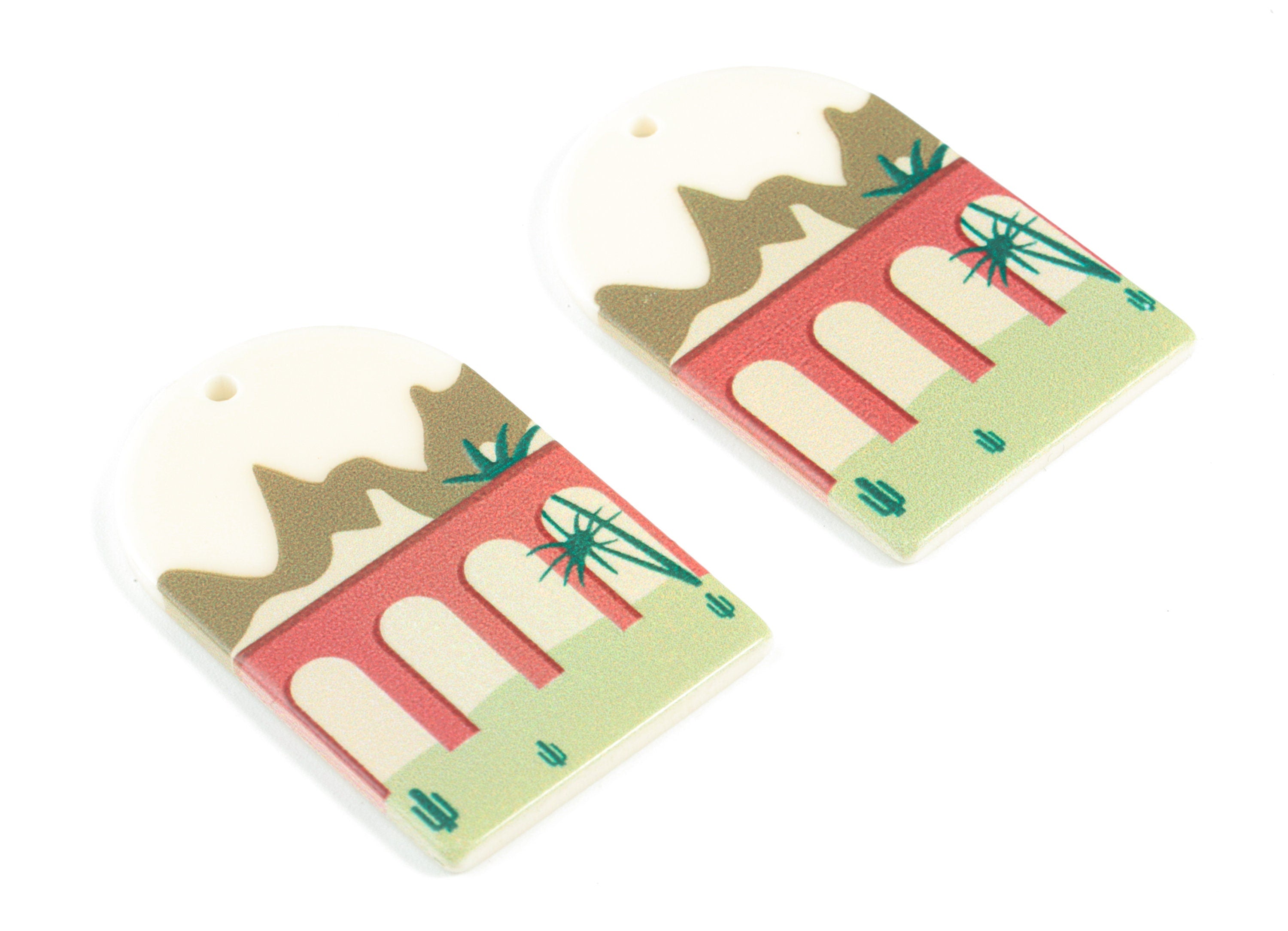 Acrylic Domed Earring Charms - Landscape Oval Domed Charms Pastel Earrings - Jewelry Supplies - 39.79x25.6x2.51mm - AC2061K - DOMEDBAZAAR