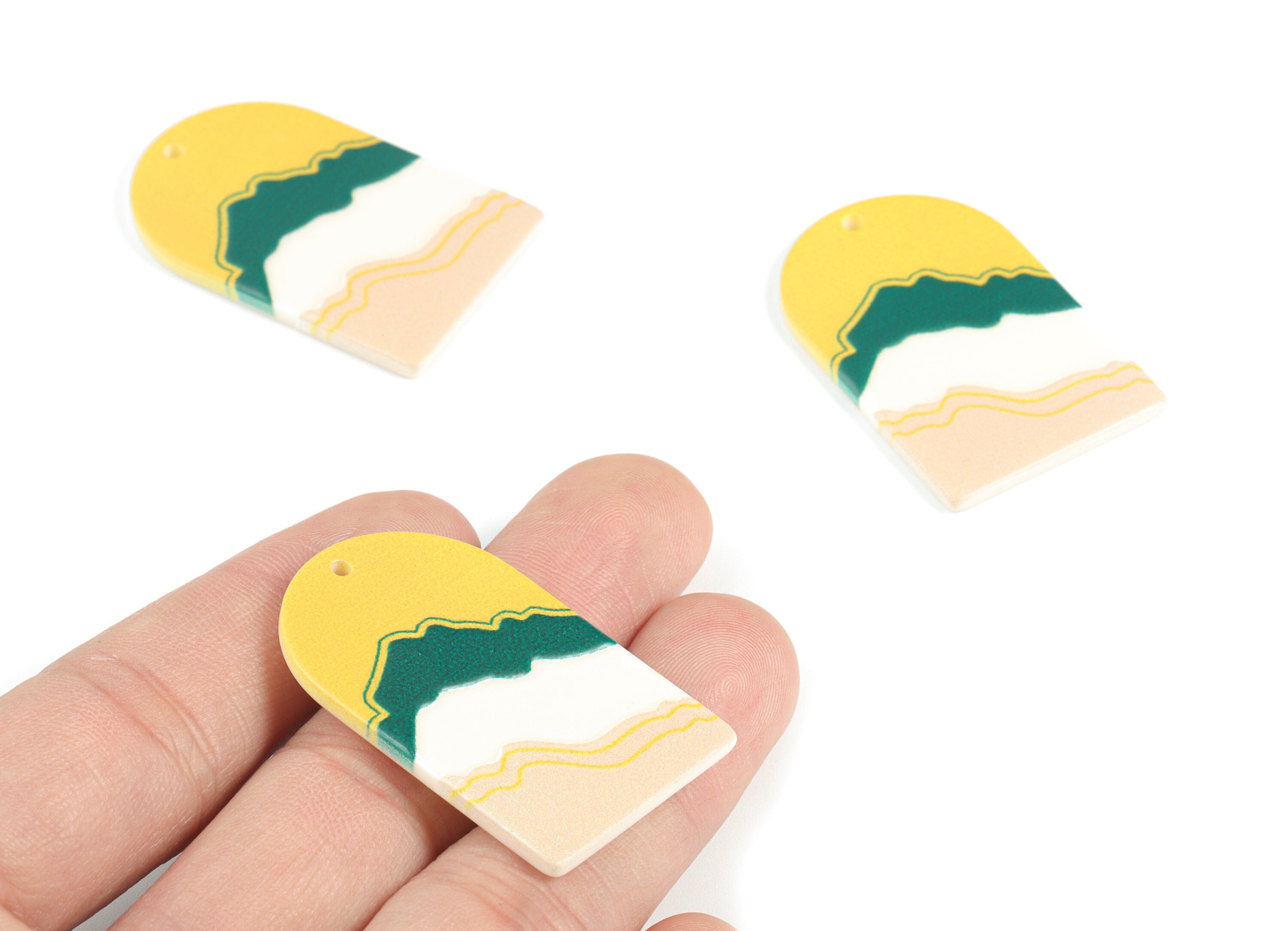 Acrylic Domed Earring Charms - Landscape Oval Domed Charms Pastel Earrings - Jewelry Supplies - 39.78x25.58x2.45mm - AC2061G - DOMEDBAZAAR