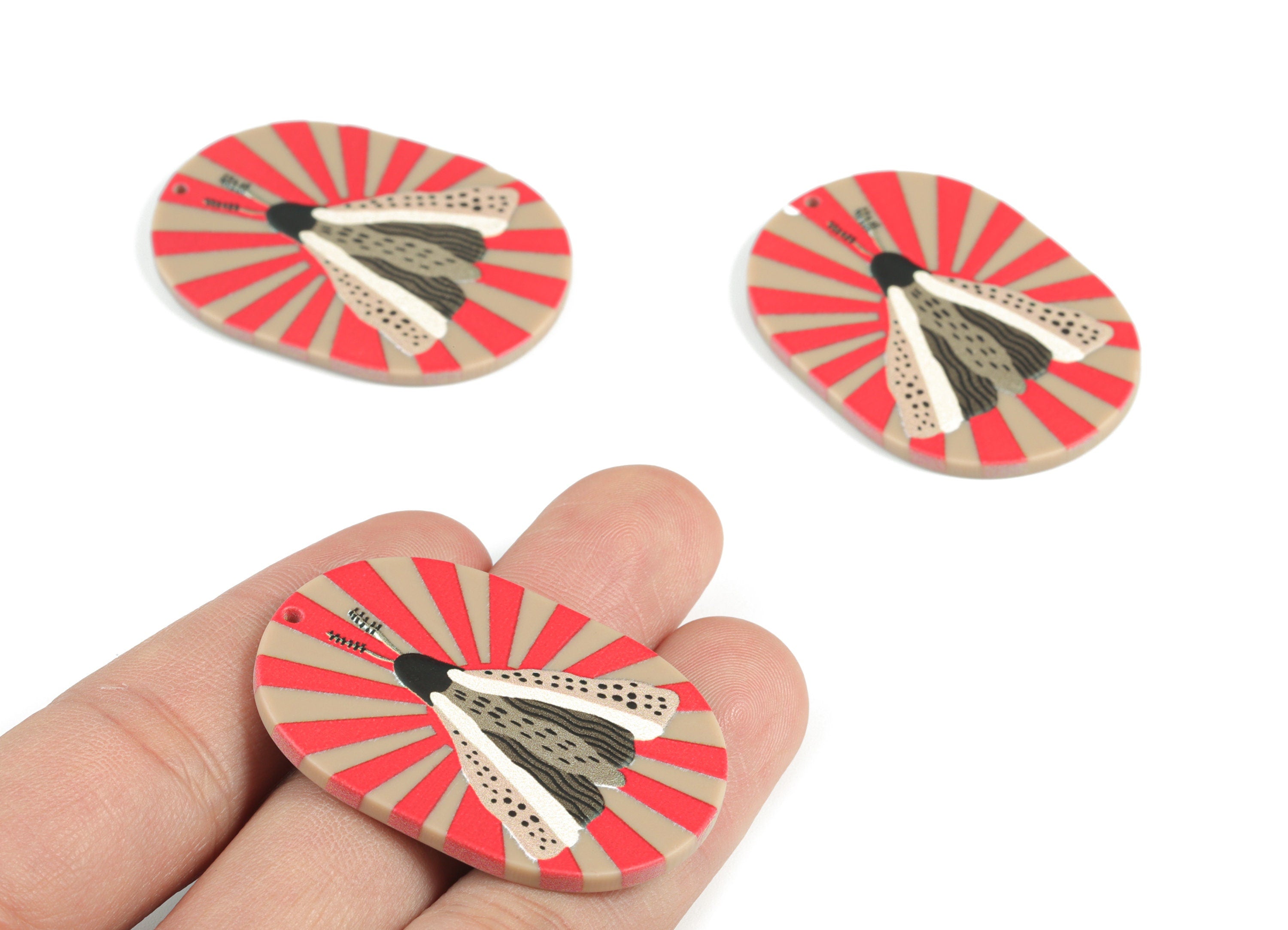 Acrylic Moth Oval Earring Charms - Acrylic Hercules Beetle Oval Earring Charms - Jewelry Supplies - 43.38x31.08x2.47mm - AC2089D - DOMEDBAZAAR